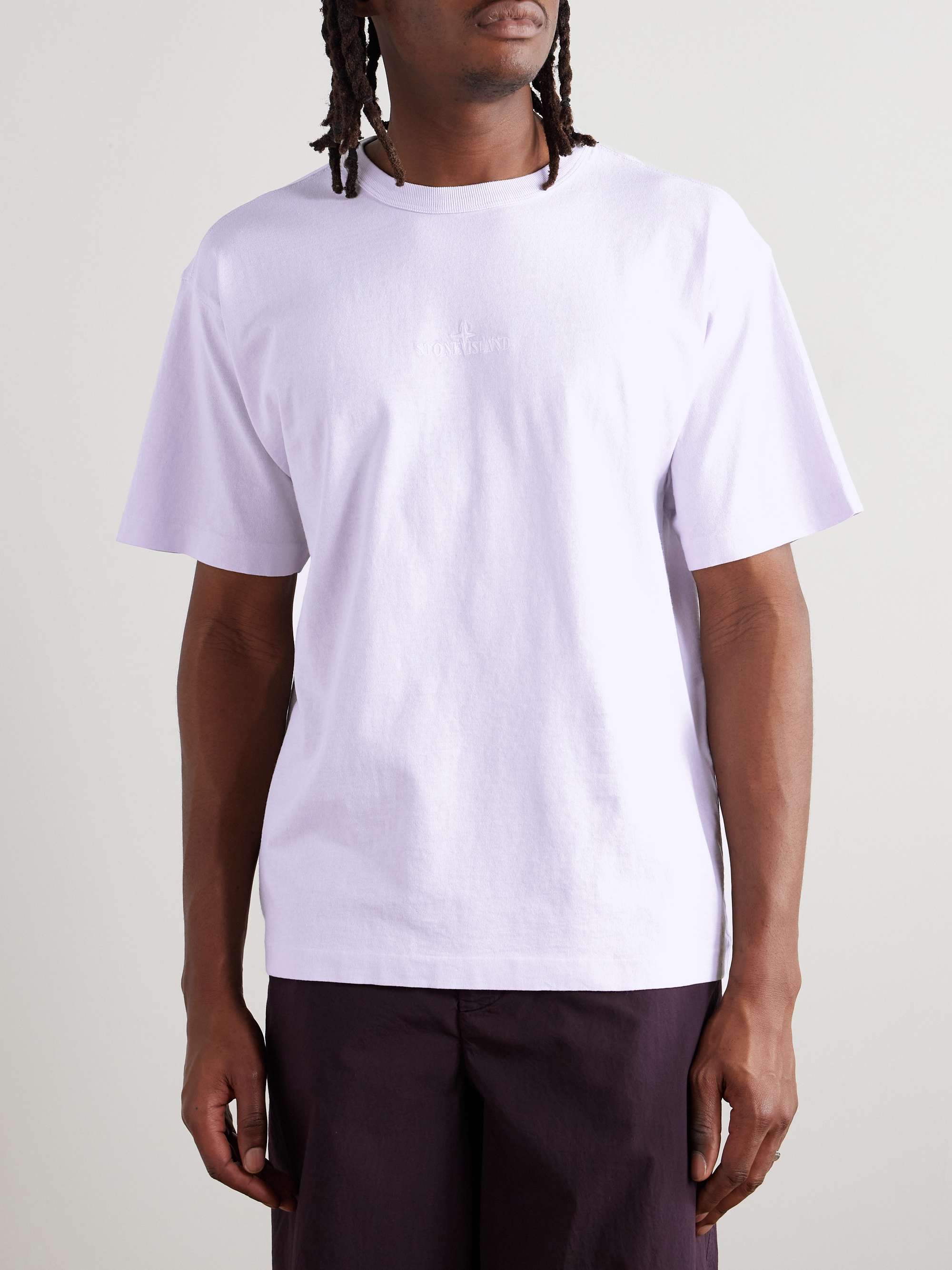 Logo-Embroidered Garment-Dyed Organic Cotton-Jersey T-Shirt view