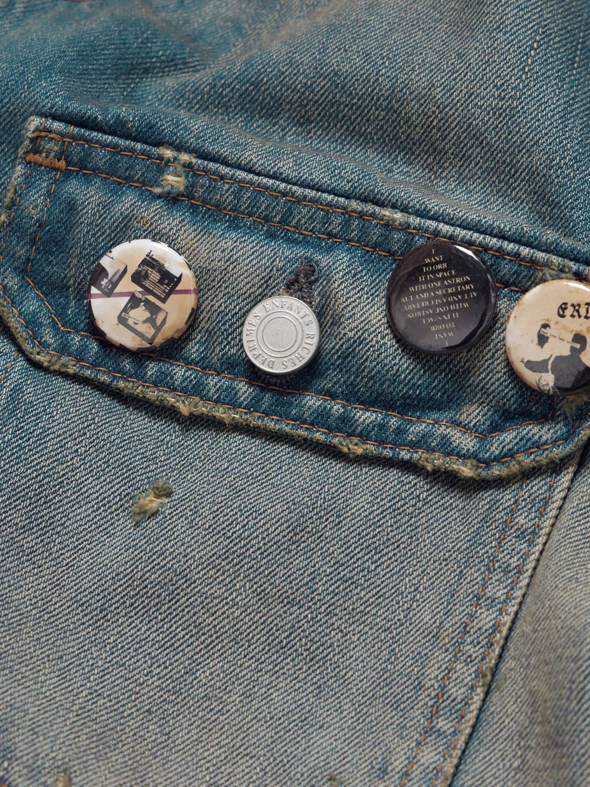 Appliquéd Distressed Panelled Denim Jacket view