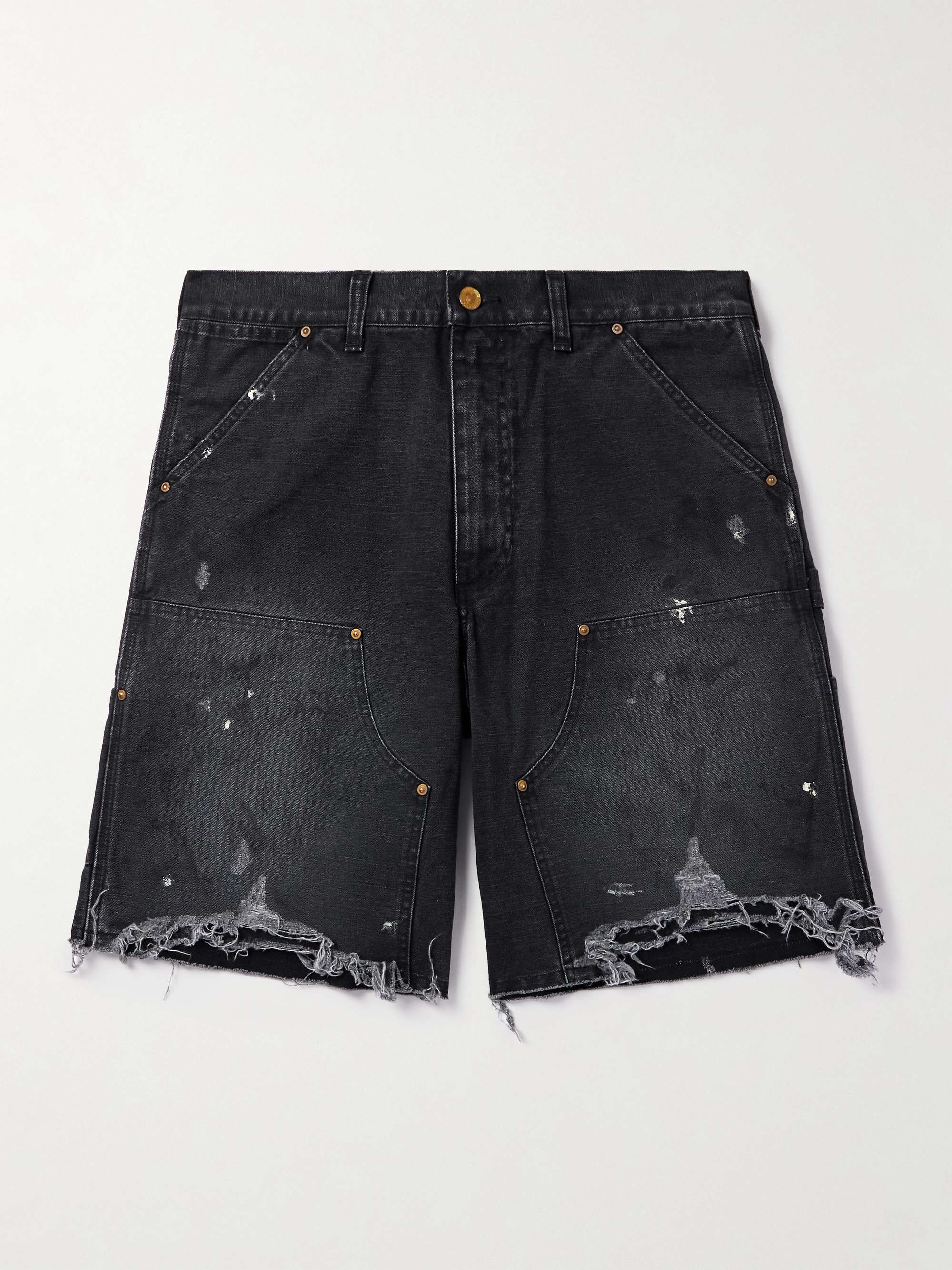 Straight-Leg Distressed Cotton Shorts hero visual