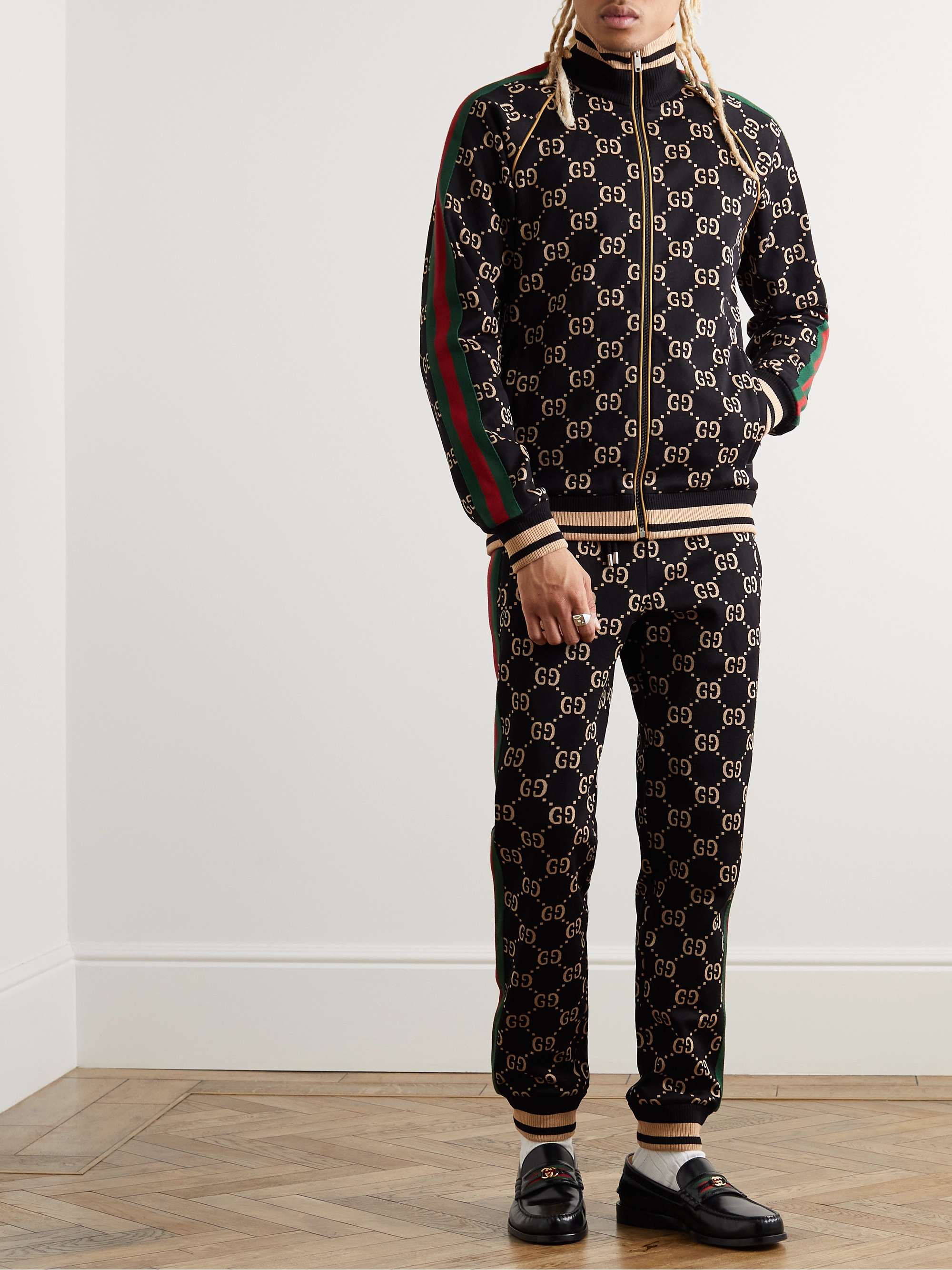 Webbing-Trimmed Monogrammed Cotton-Jersey Track Jacket view