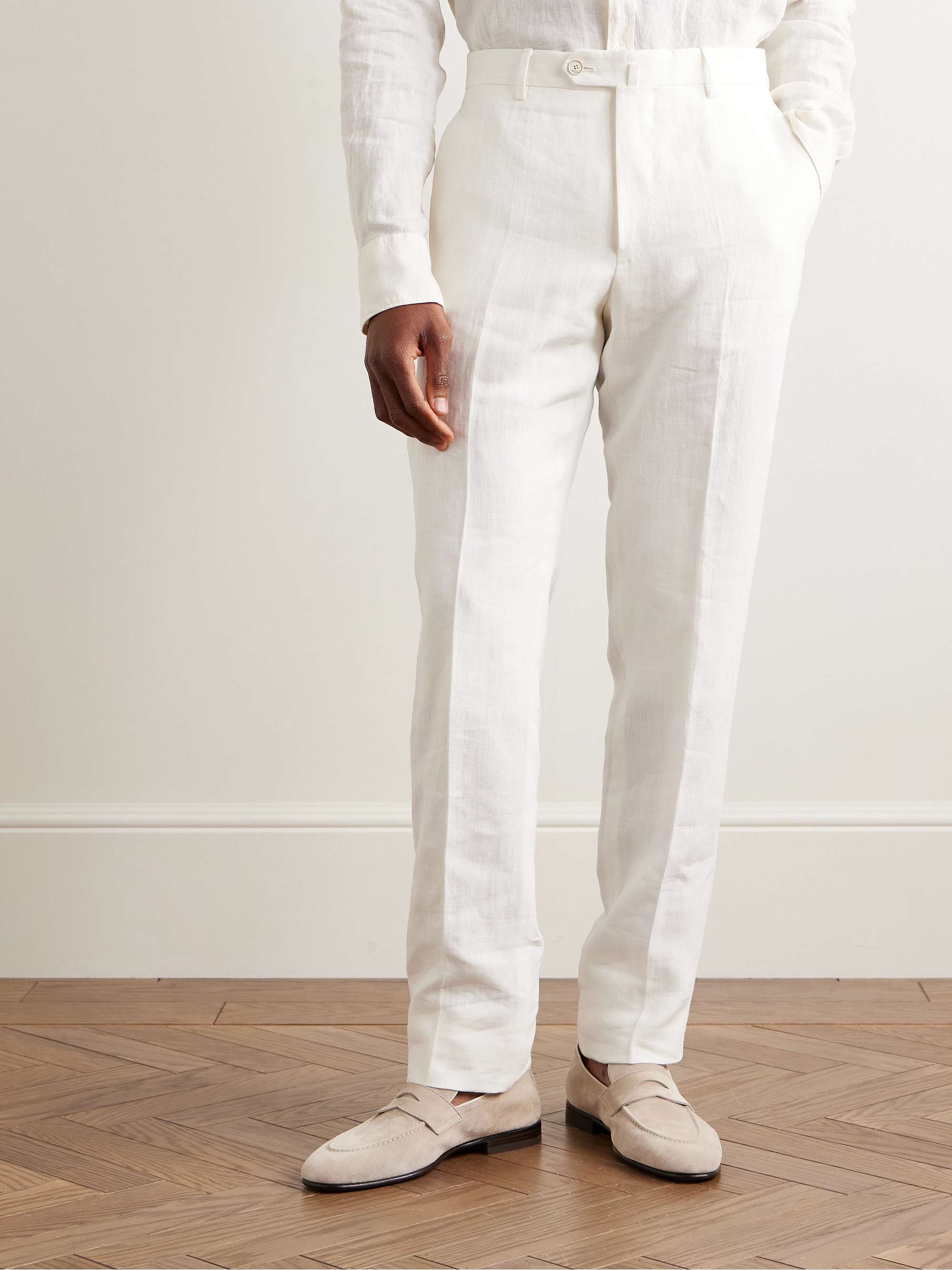 Straight-Leg Linen Suit Trousers view