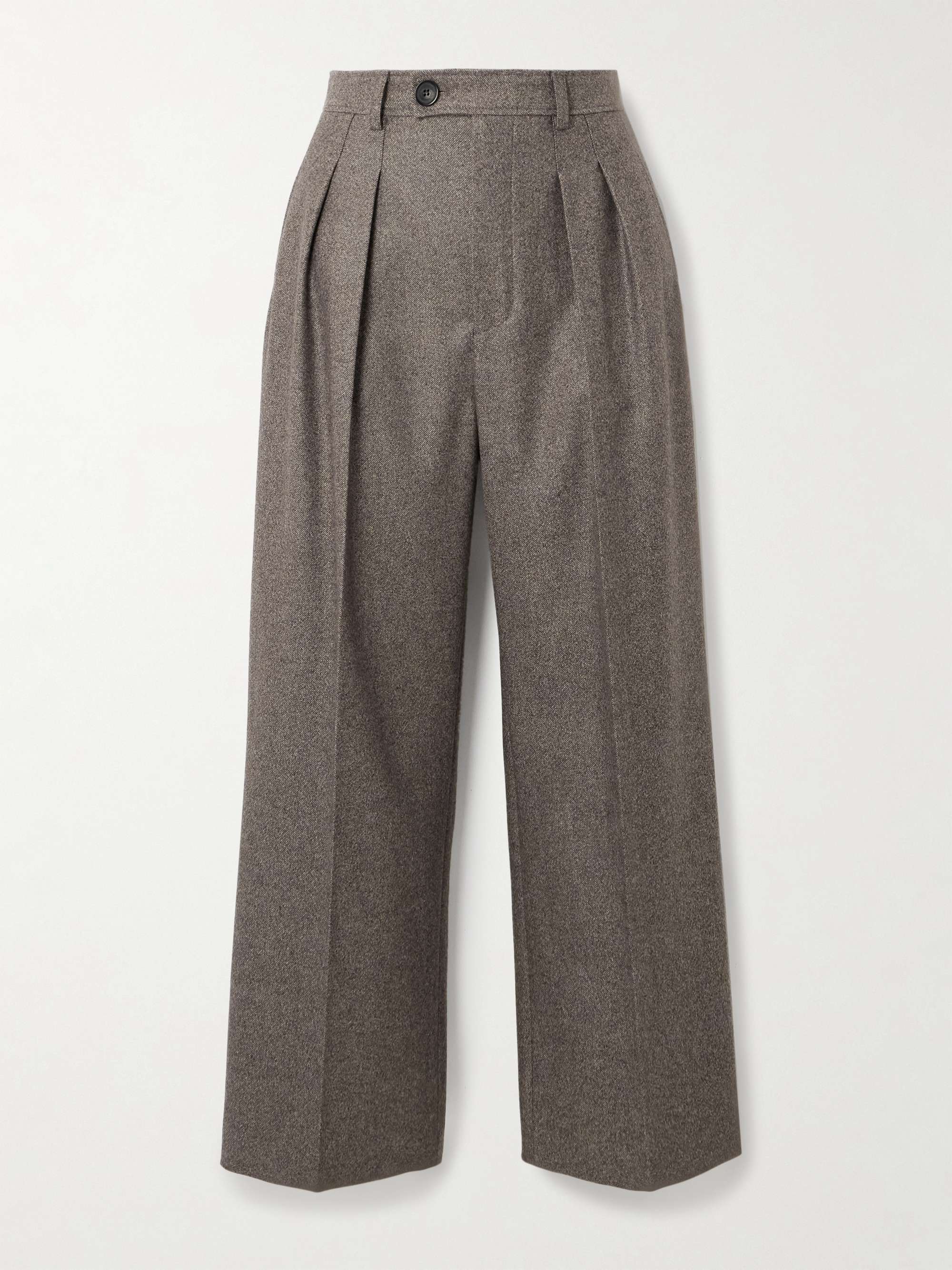 Yurik pleated wool and cashmere-blend flannel straight-leg pants hero visual
