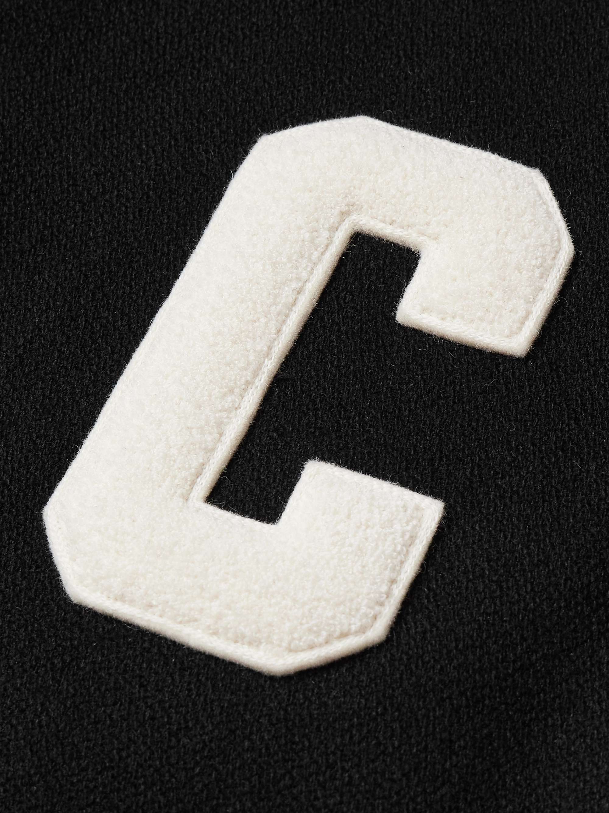 Teddy Logo-Appliquéd Leather-Trimmed Wool-Blend Bomber Jacket view