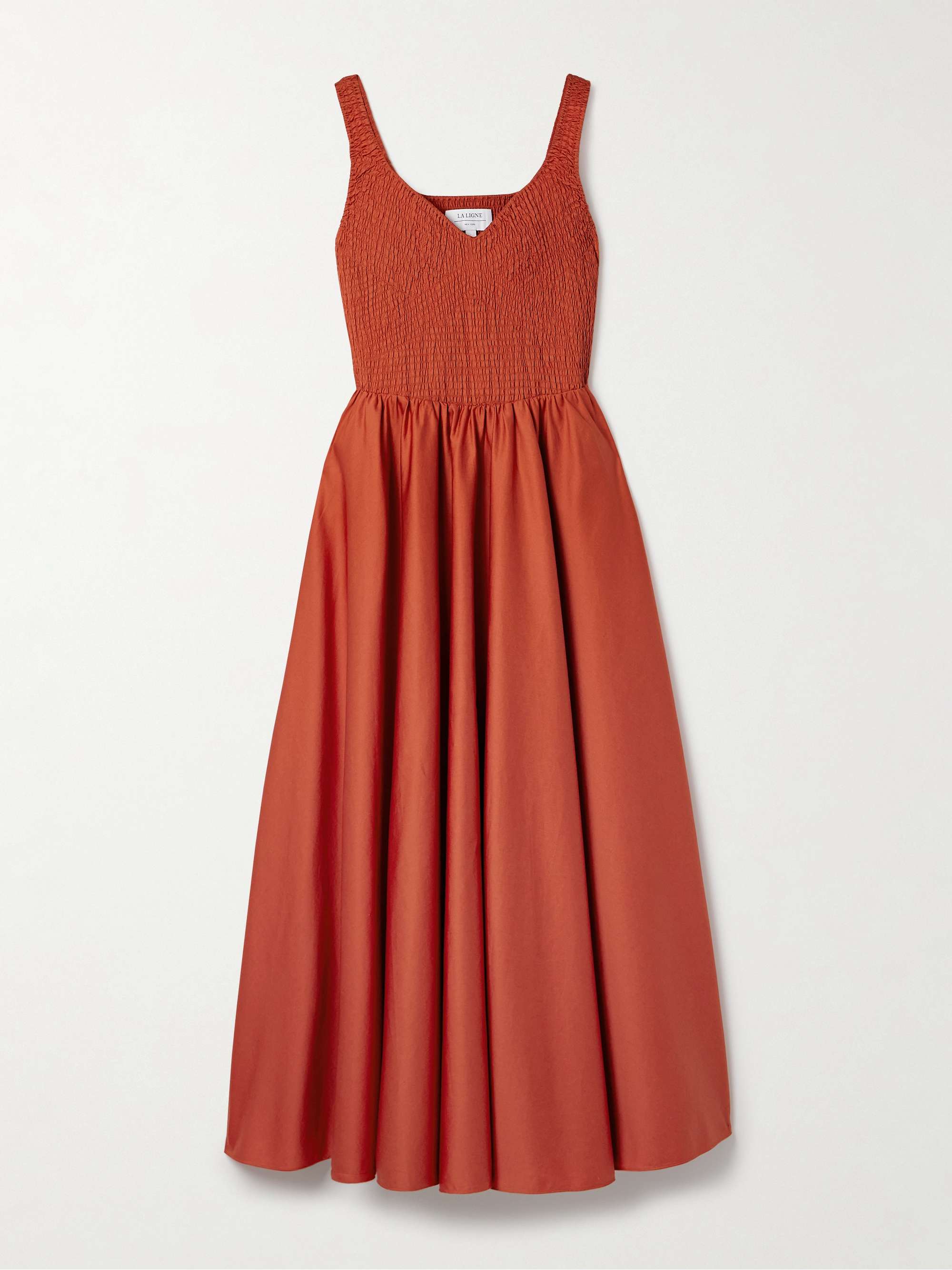Cruz shirred cotton-sateen midi dress hero visual