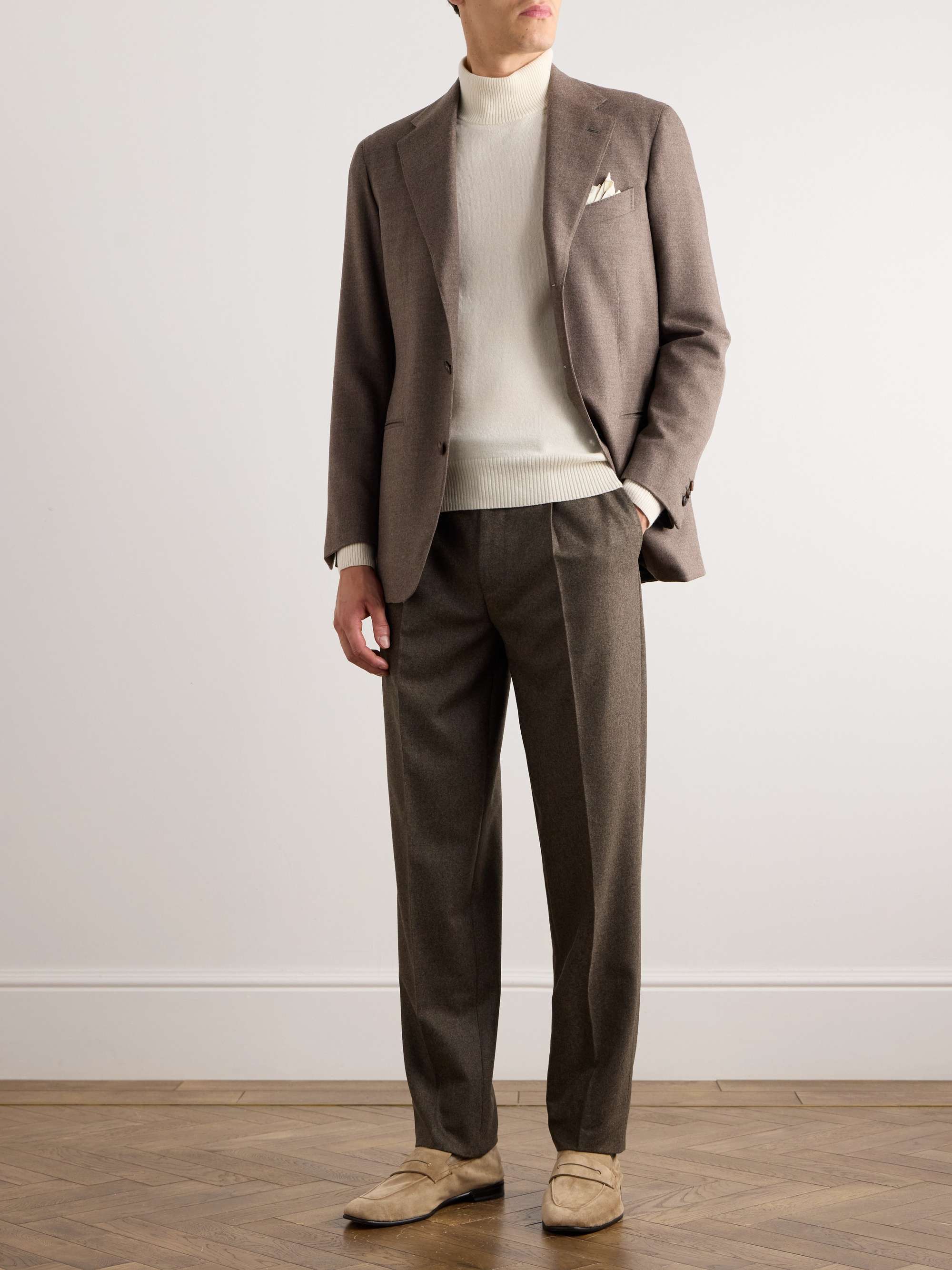 Straight-Leg Pleated Wool-Flannel Trousers view