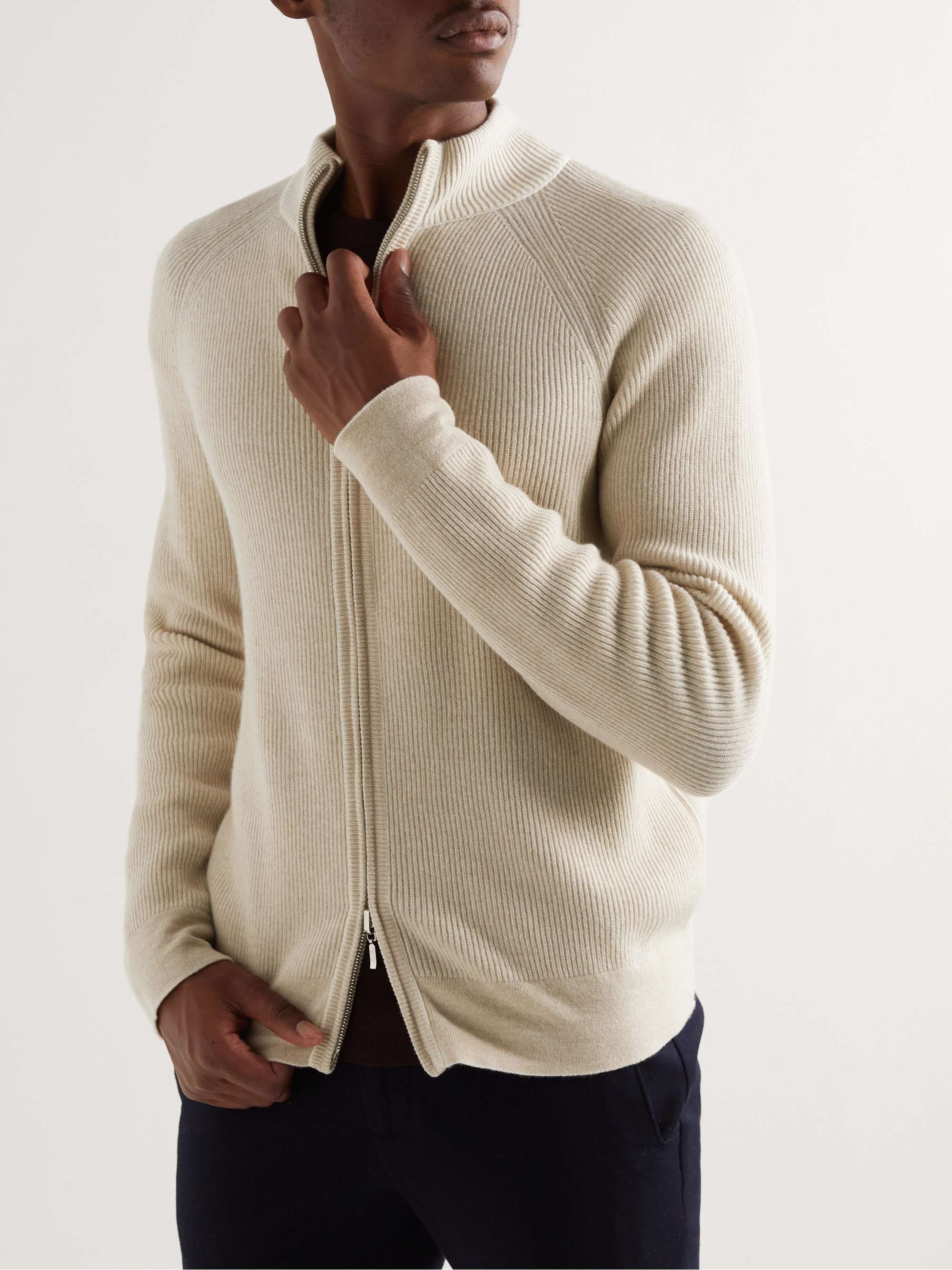 Ribbed Baby Cashmere Zip-Up Sweater view