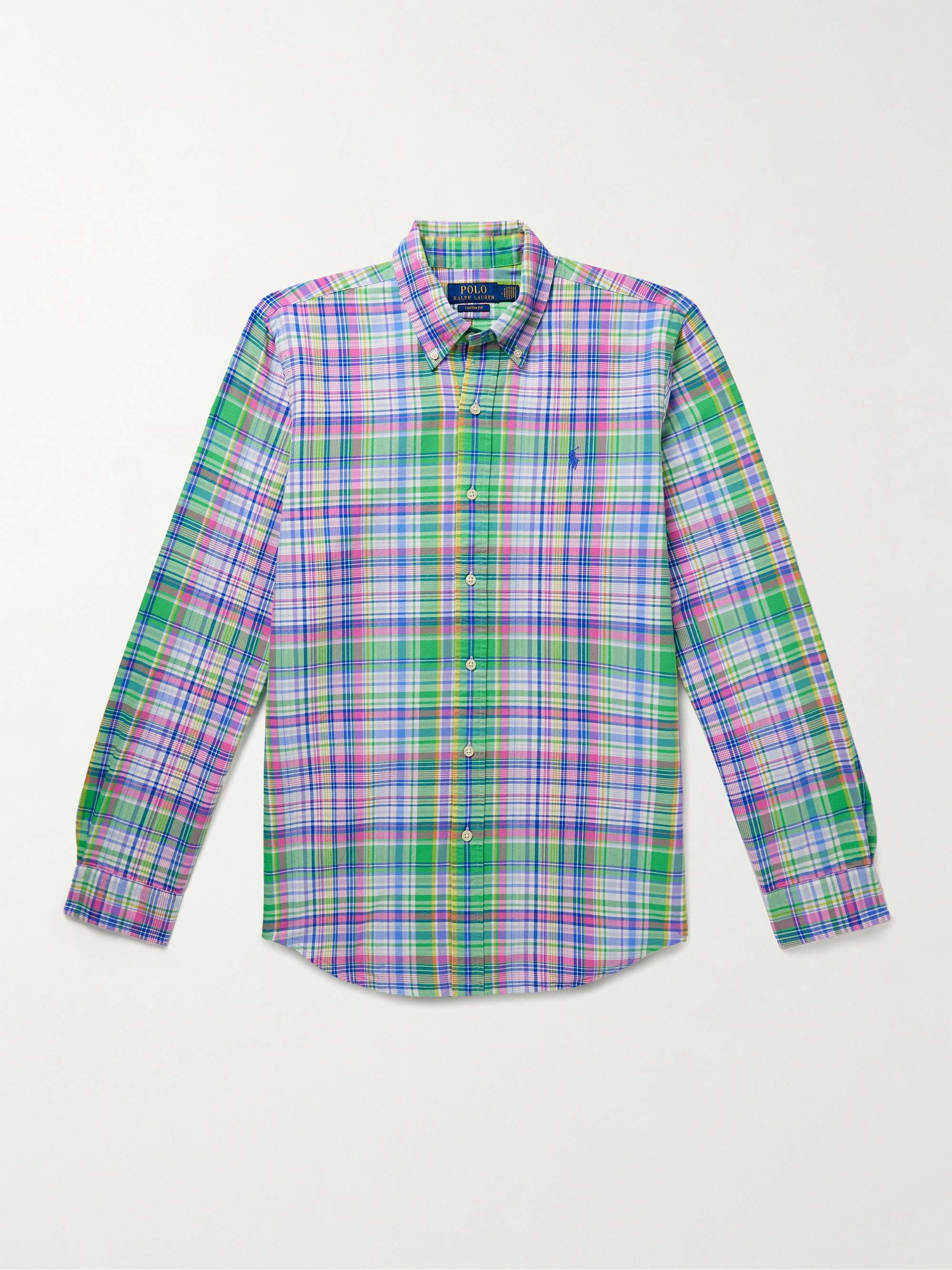 Button-Down Collar Logo-Embroidered Checked Cotton Oxford Shirt hero visual