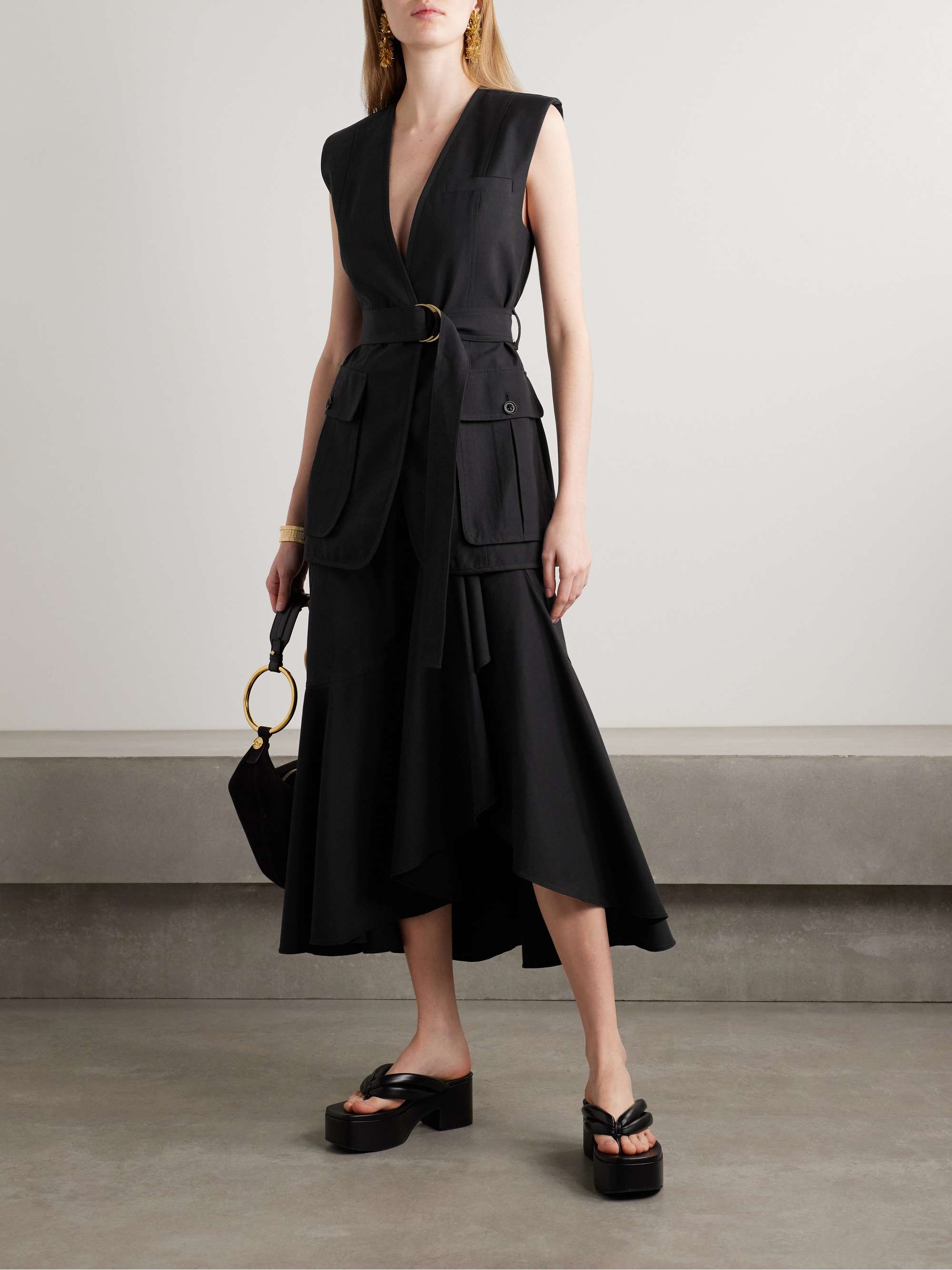 Twyla belted cotton and TENCEL™ Lyocell-blend twill vest view