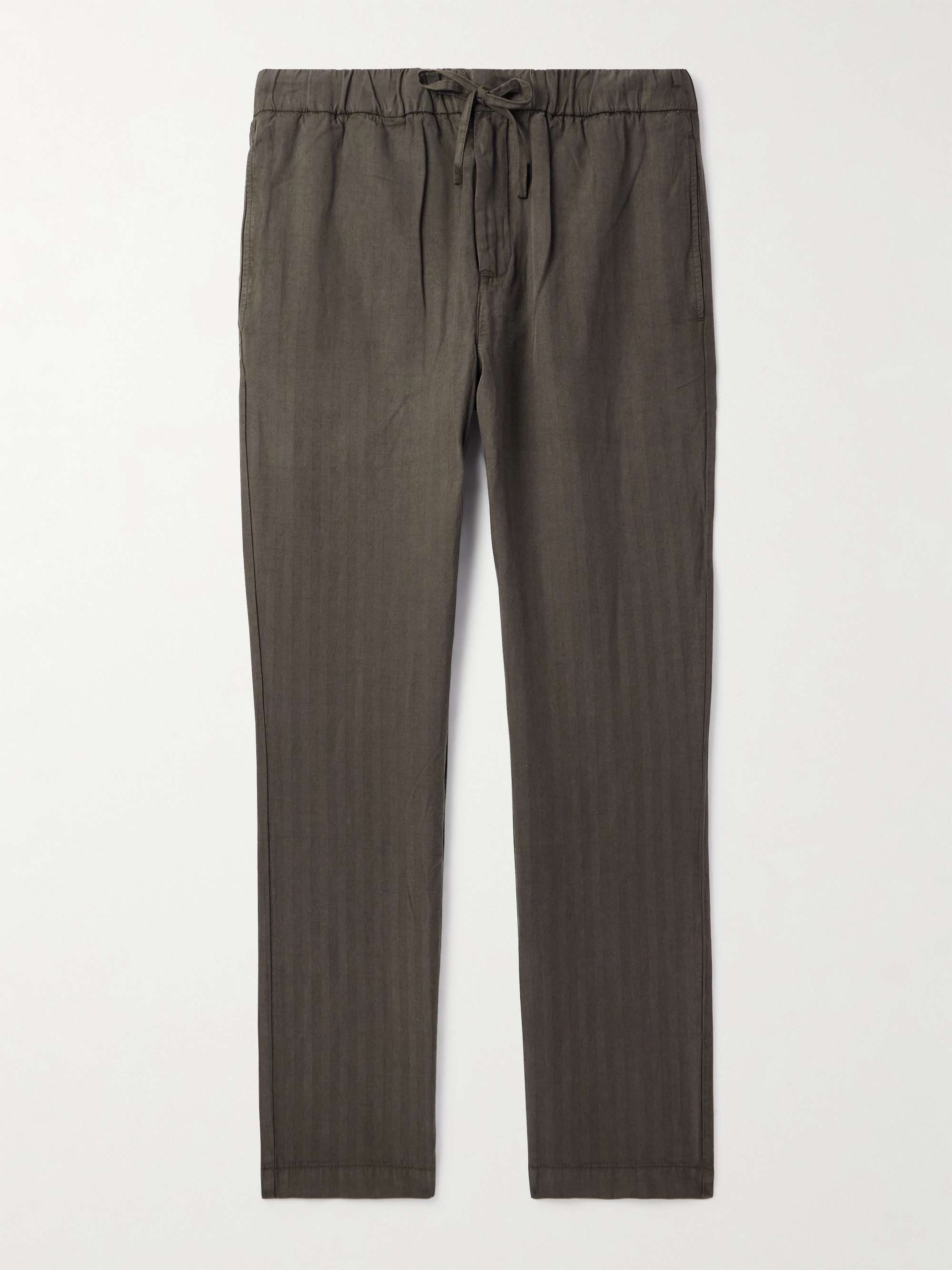 Oscar Tapered Herringbone Lyocell, Linen and Cotton-Blend Trousers hero visual