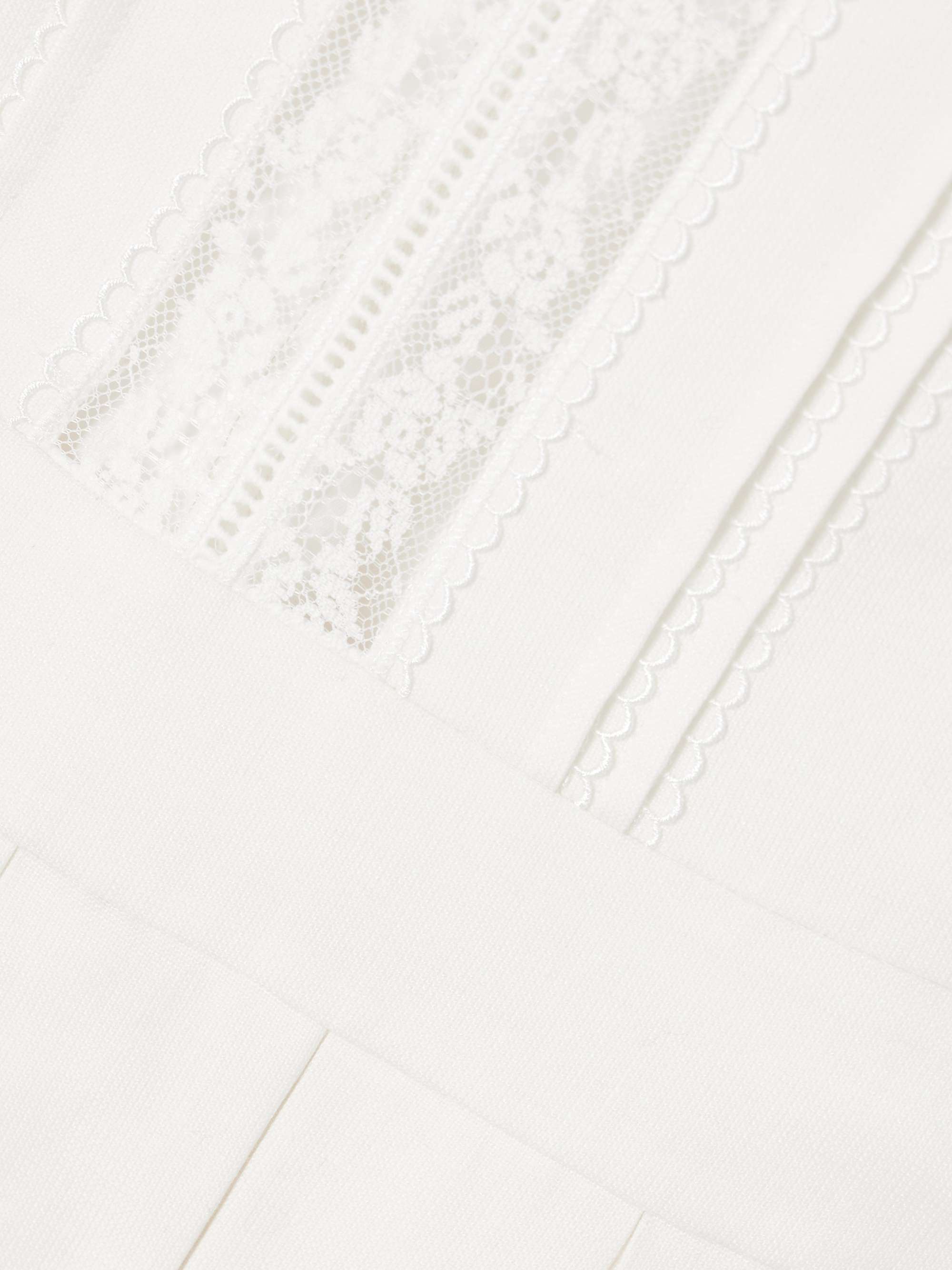 Lace-trimmed pleated wool and linen-blend mini dress view
