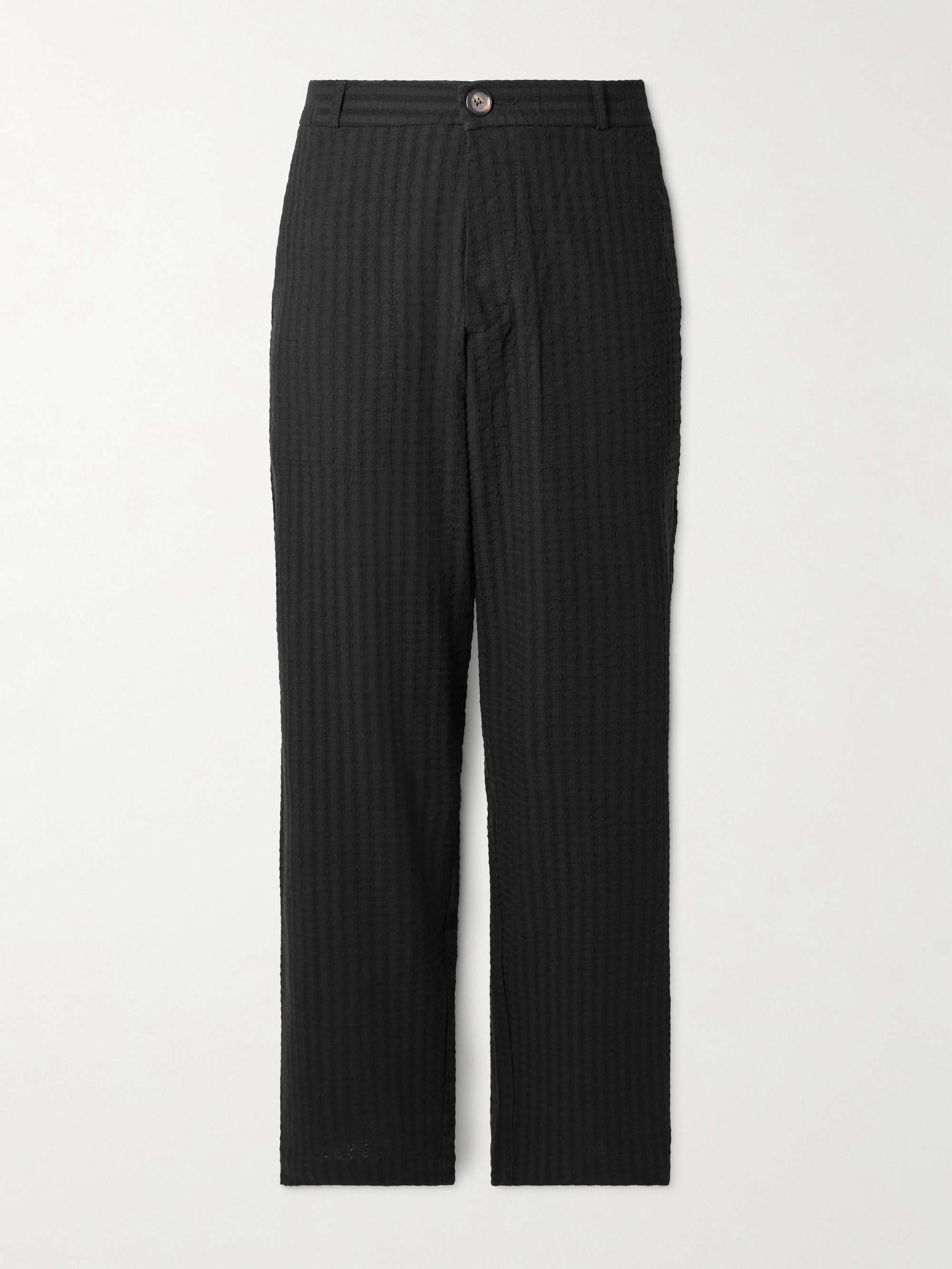 William Straight-Leg Organic Cotton-Blend Seersucker Trousers hero visual