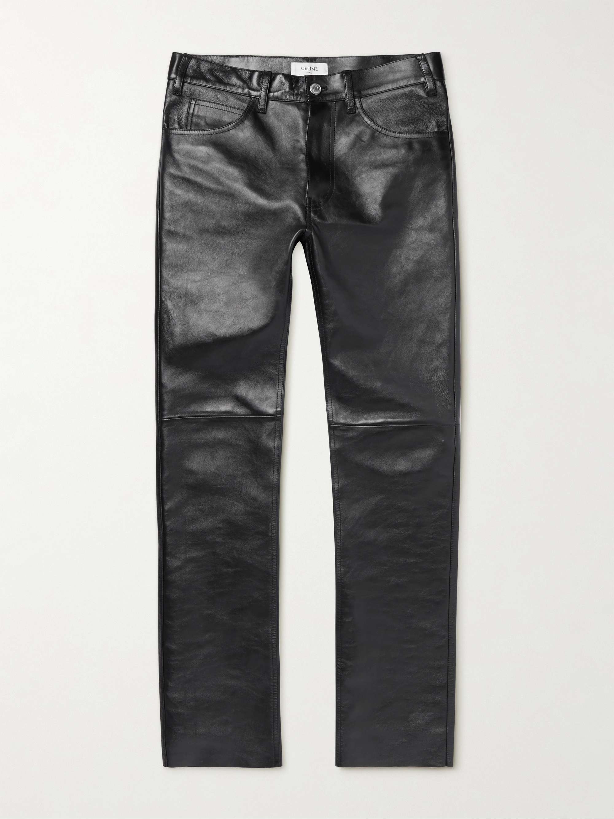 Panelled Full-Grain Leather Trousers hero visual