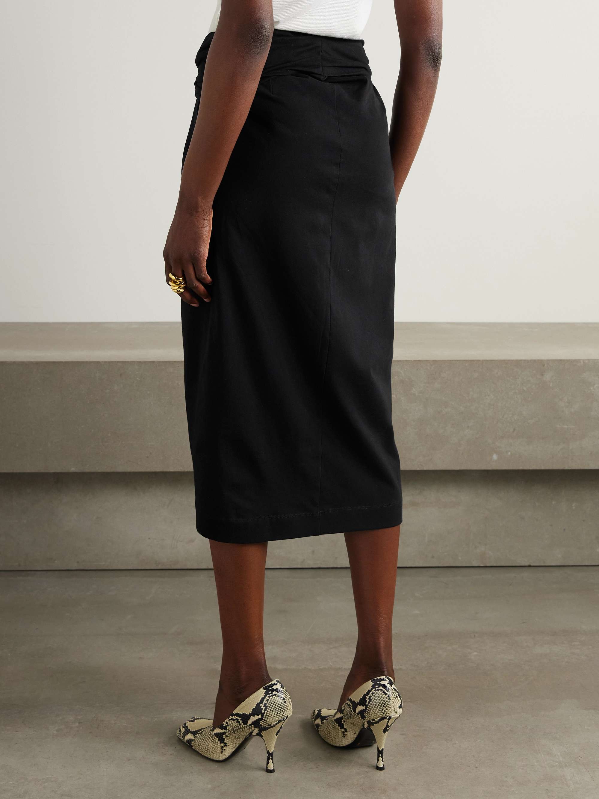 Knotted cotton-jersey midi skirt view