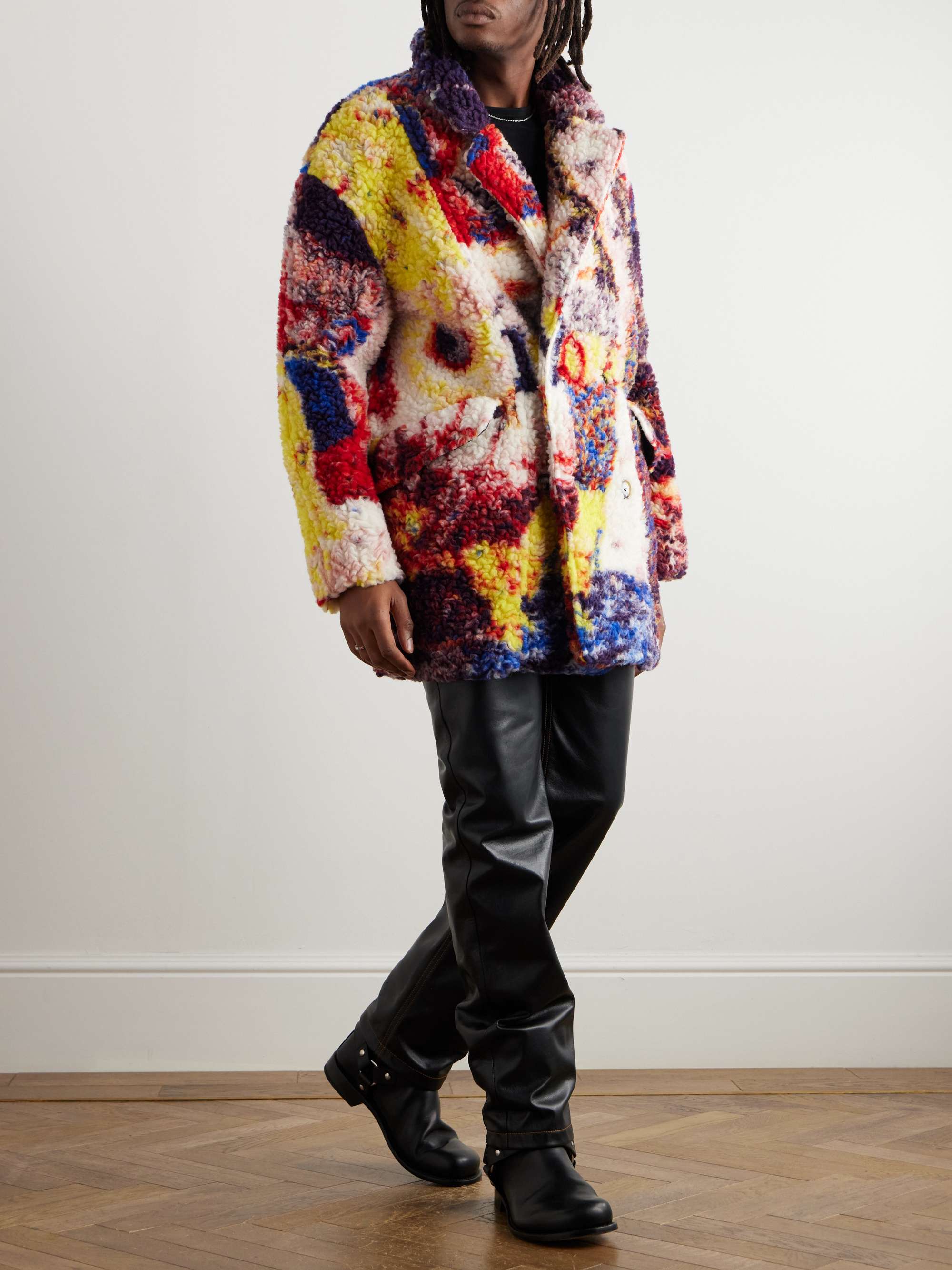 + Richard Hawkins Oversized Double-Breasted Fleece-Jacquard Jacket view