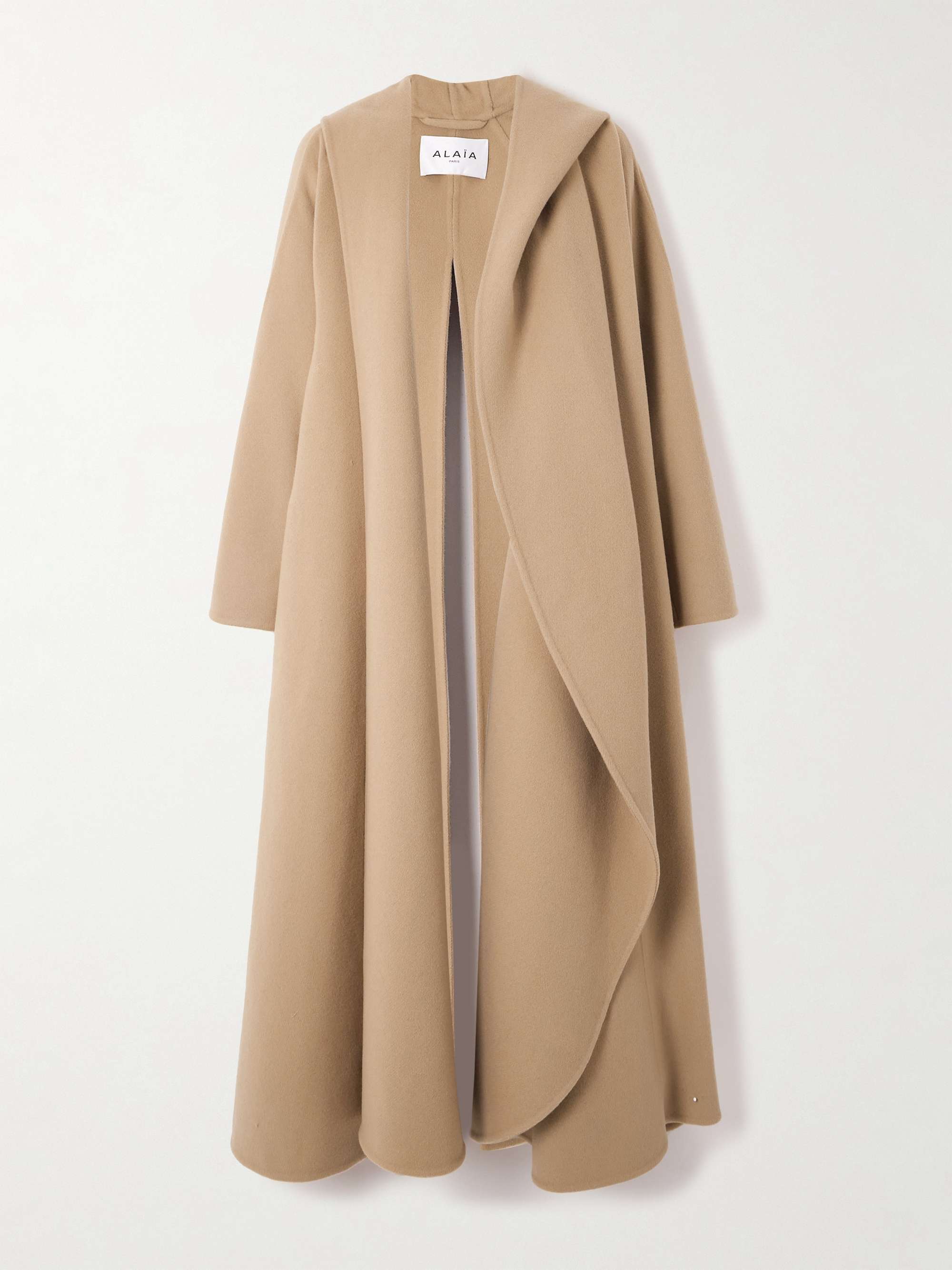 Belted wool and cashmere-blend hooded coat hero visual