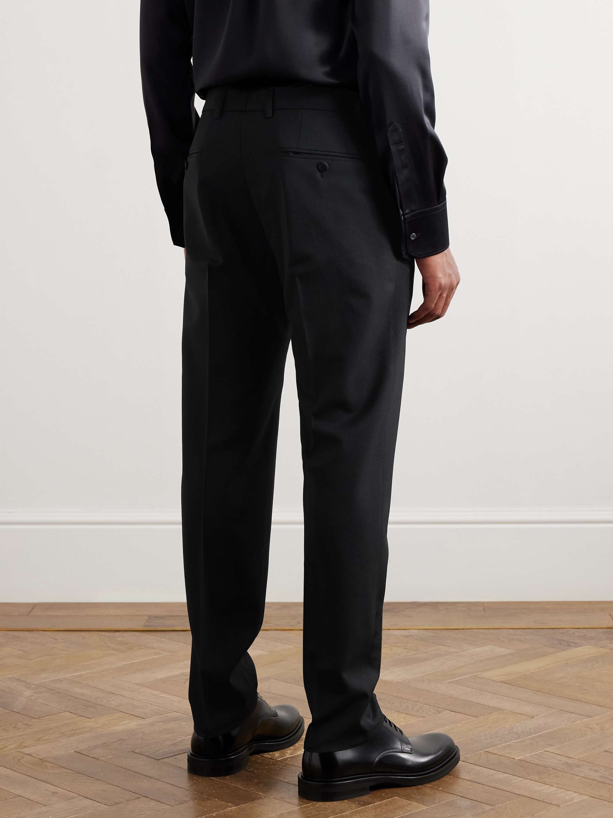 Straight-Leg Pleated Wool-Blend Twill Trousers view