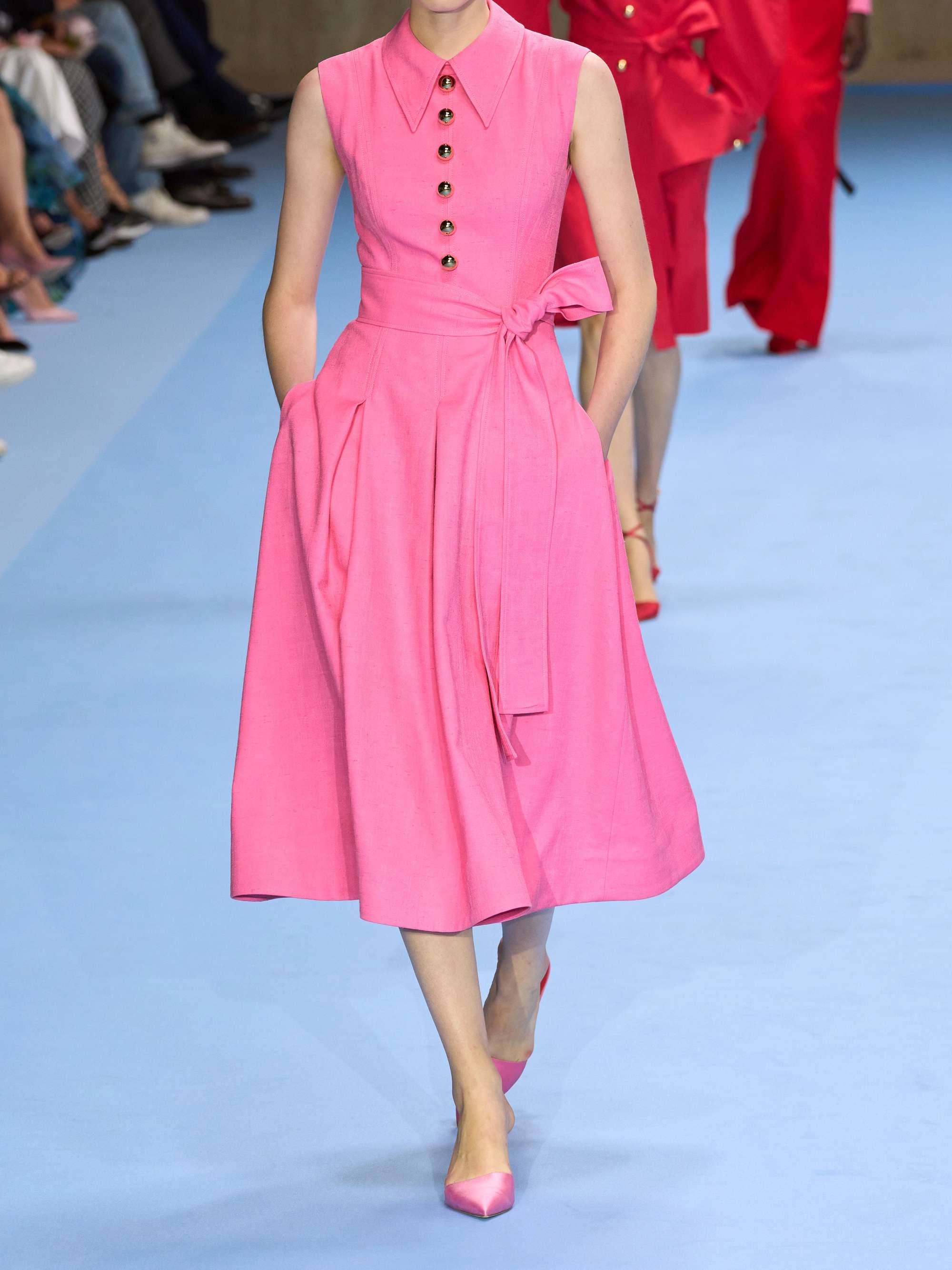 Belted woven midi shirt dress view