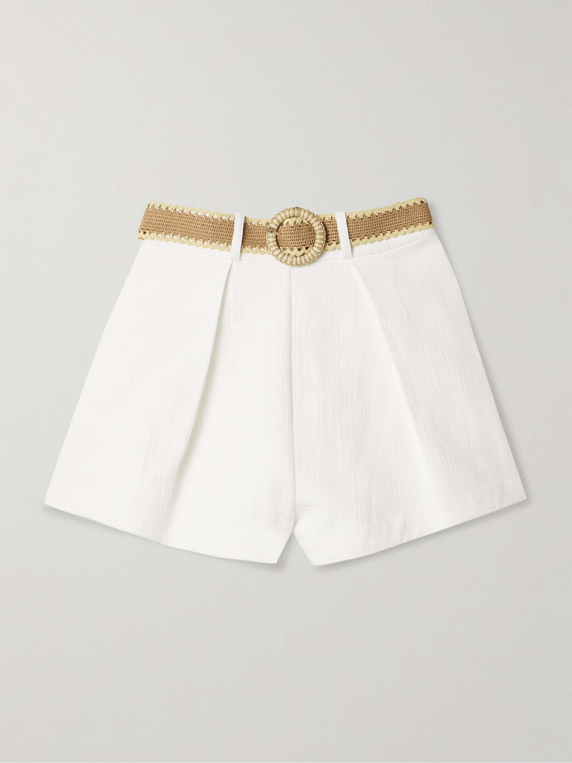 Acacia belted pleated textured-cotton shorts hero visual