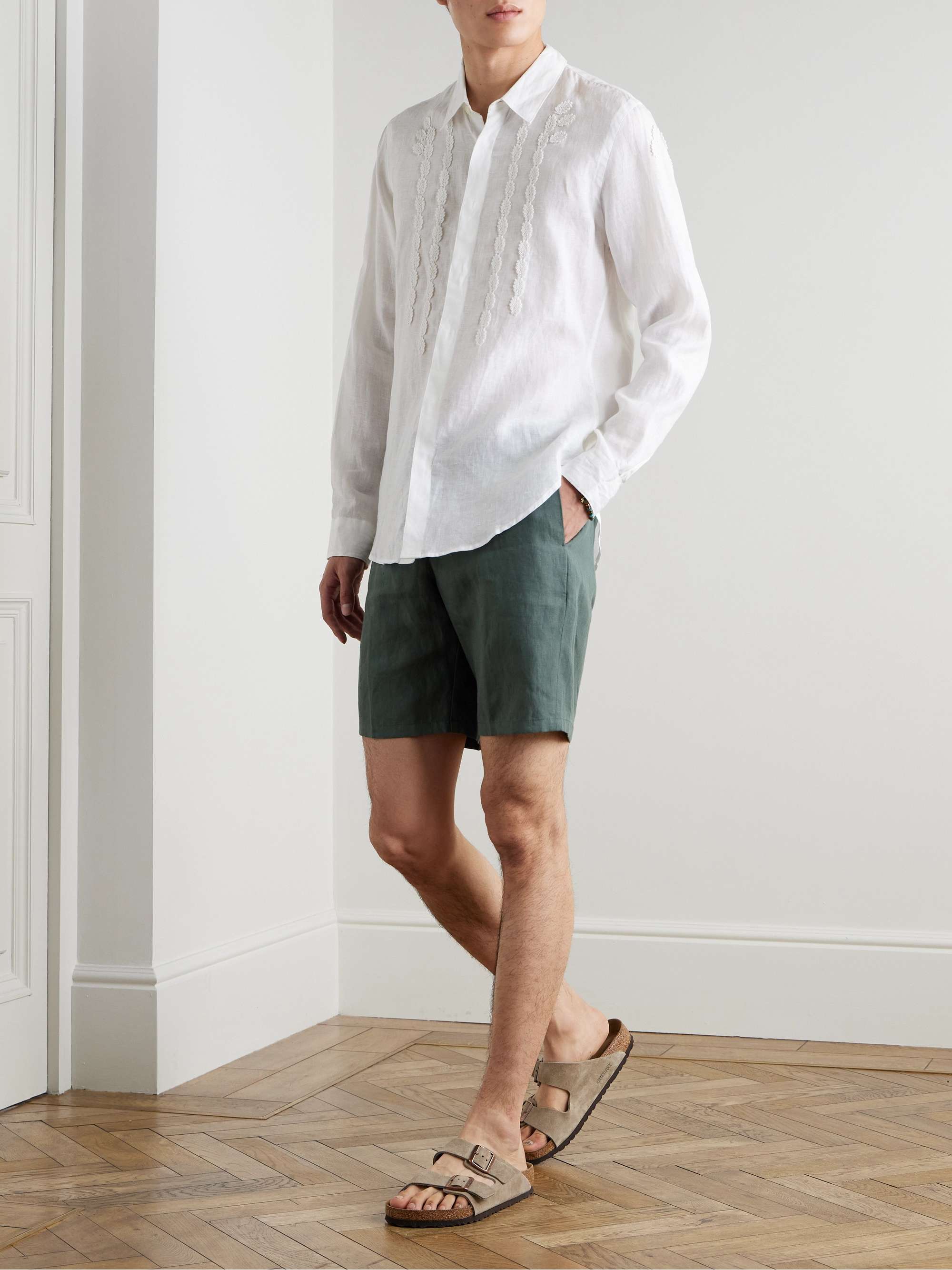 Giles Appliquéd Linen Shirt view