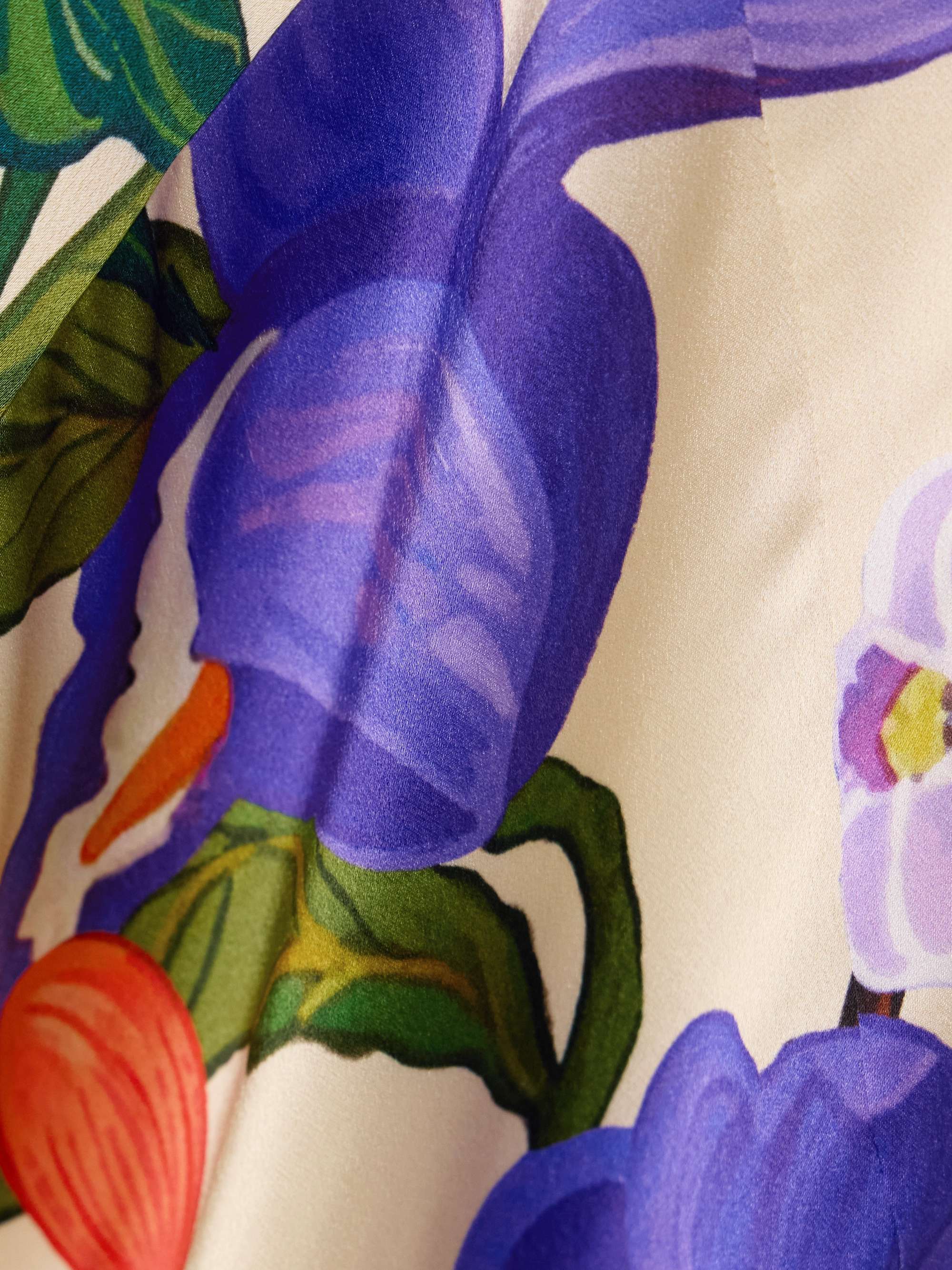 Olive floral-print satin-crepe maxi dress view