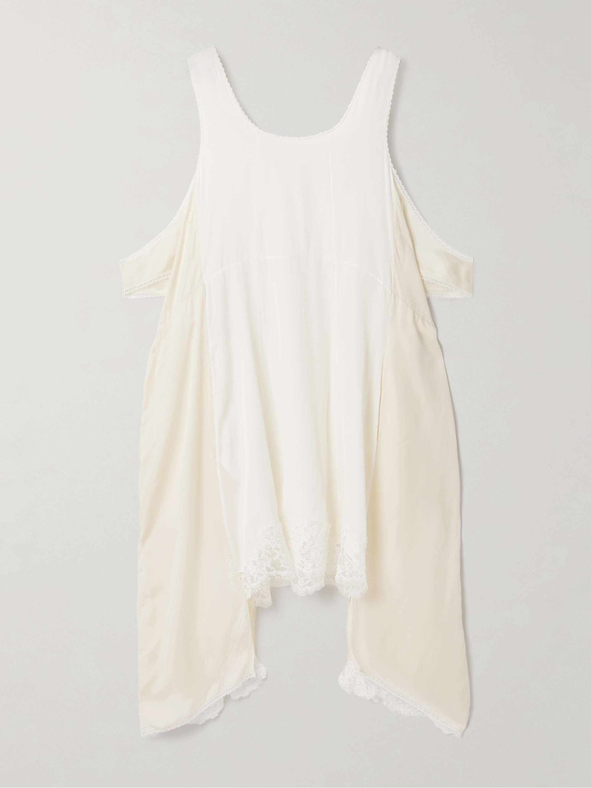 Ingram cold-shoulder asymmetric lace-trimmed silk-satin mini dress hero visual