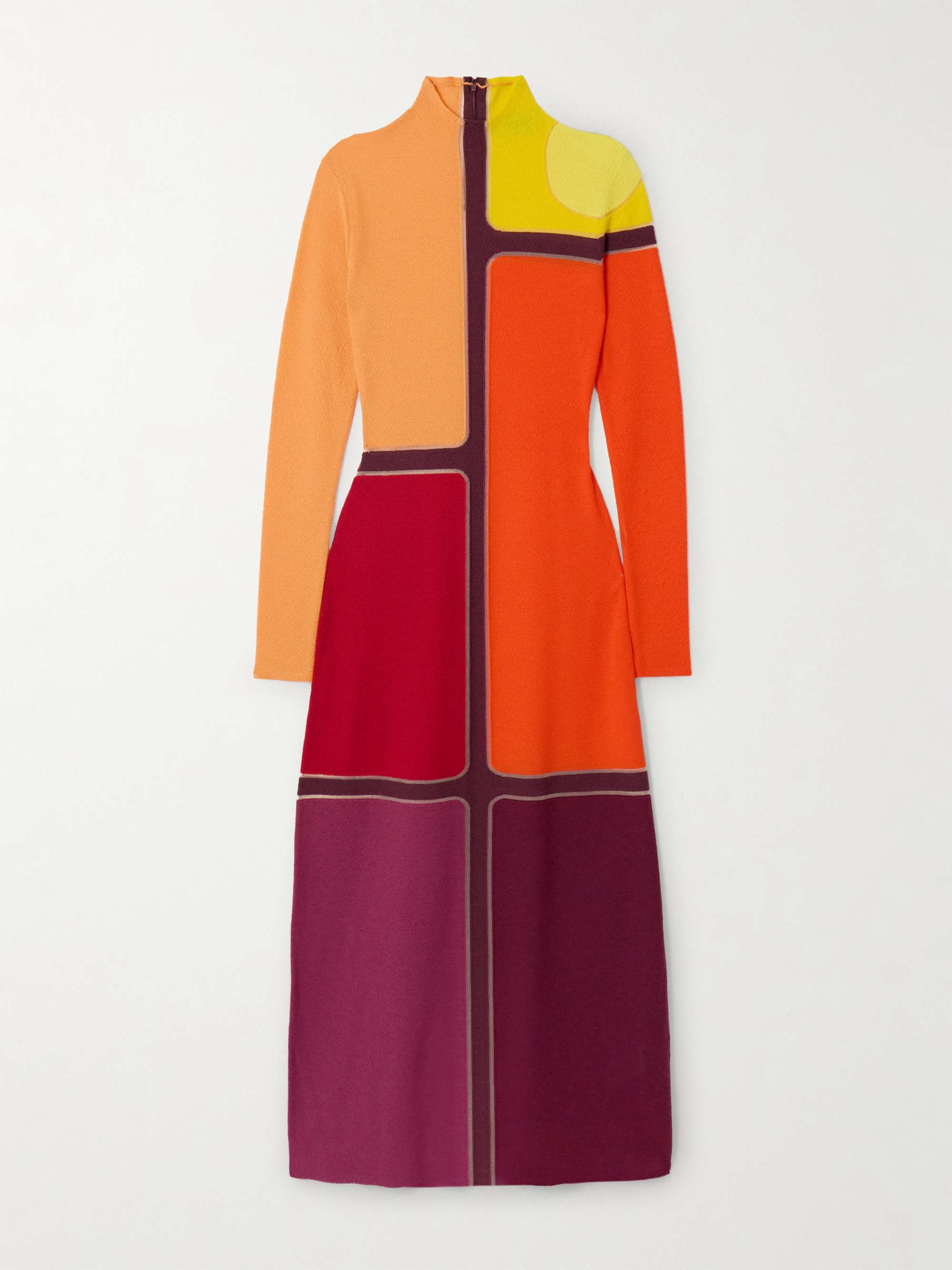 Apollonis color-block wool and cashmere-blend turtleneck midi dress hero visual