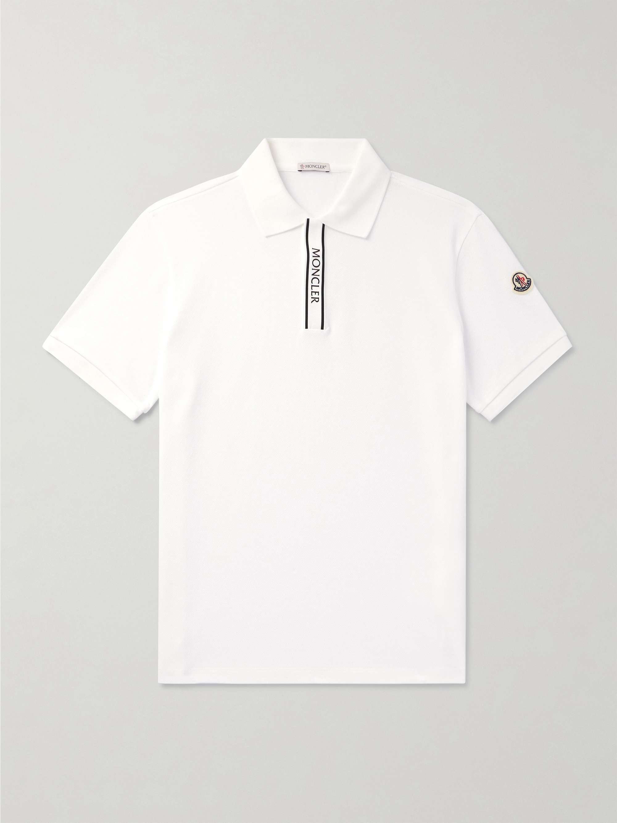 Logo-Appliquéd Grosgrain-Trimmed Cotton-Piqué Polo Shirt hero visual