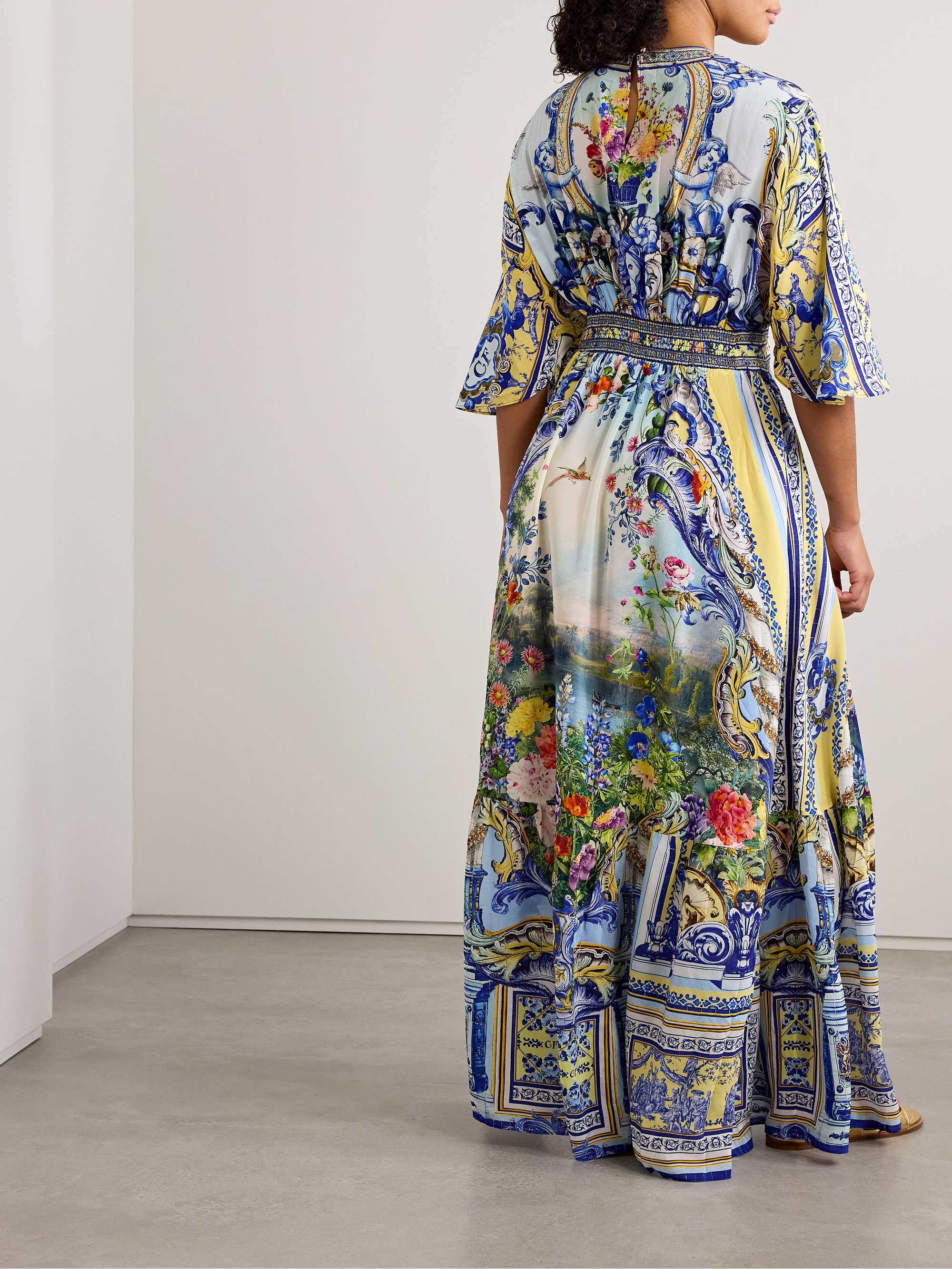 Crystal-embellished printed silk crepe de chine maxi dress view