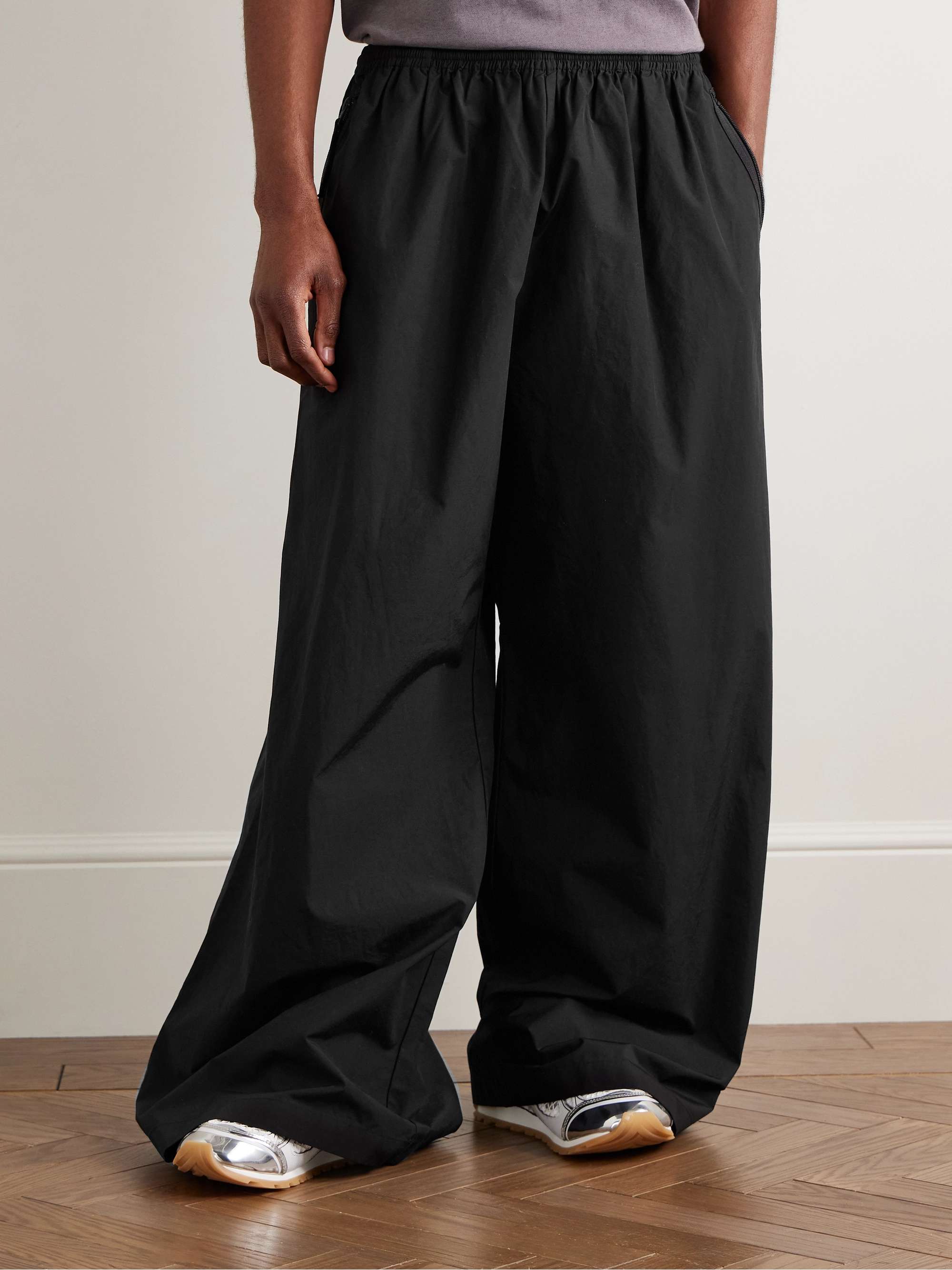 Wide-Leg Cotton and Nylon-Blend Trousers view