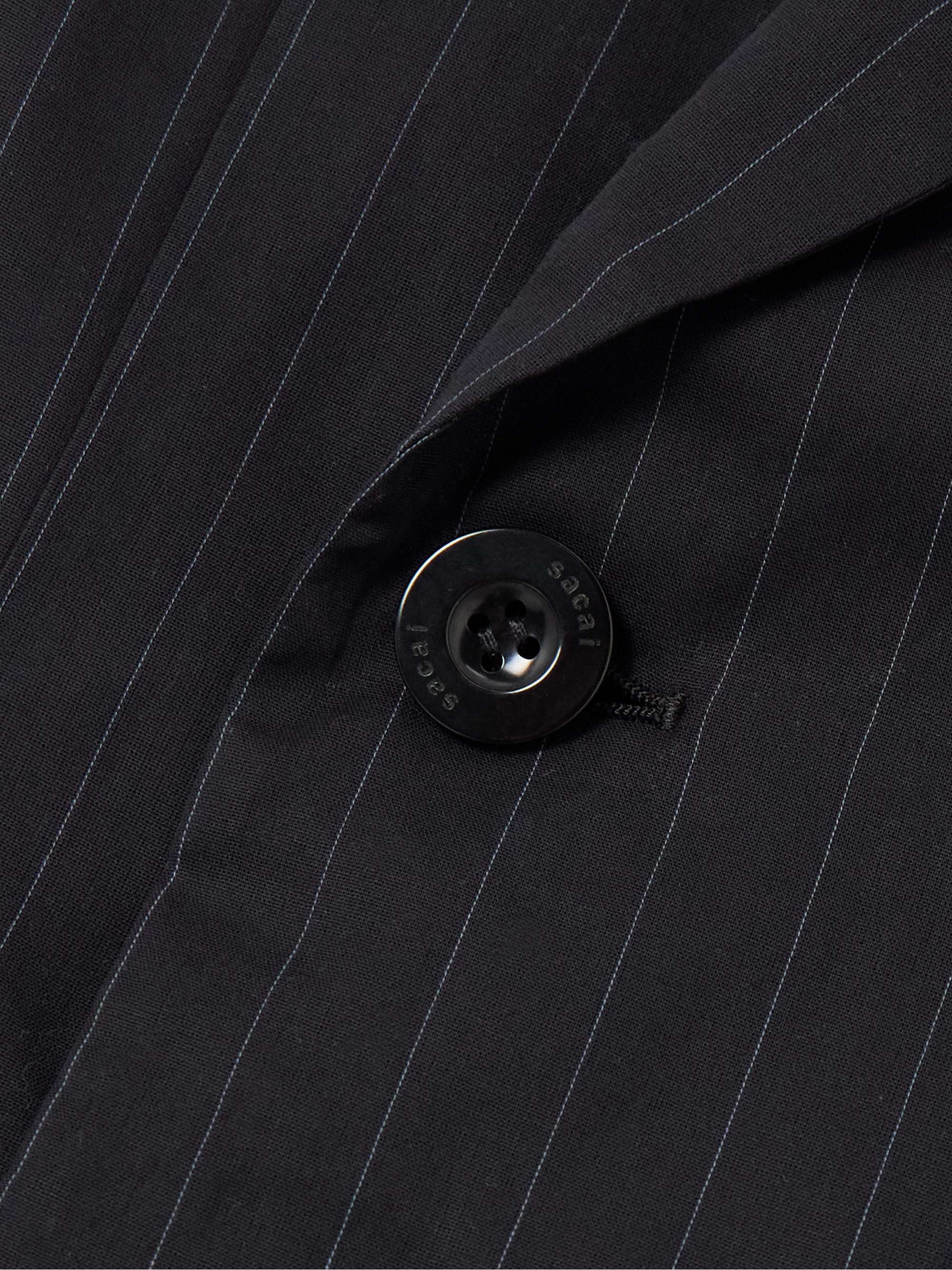 Doublre-breasted canvas-trimmed pinstriped cotton-voile vest view