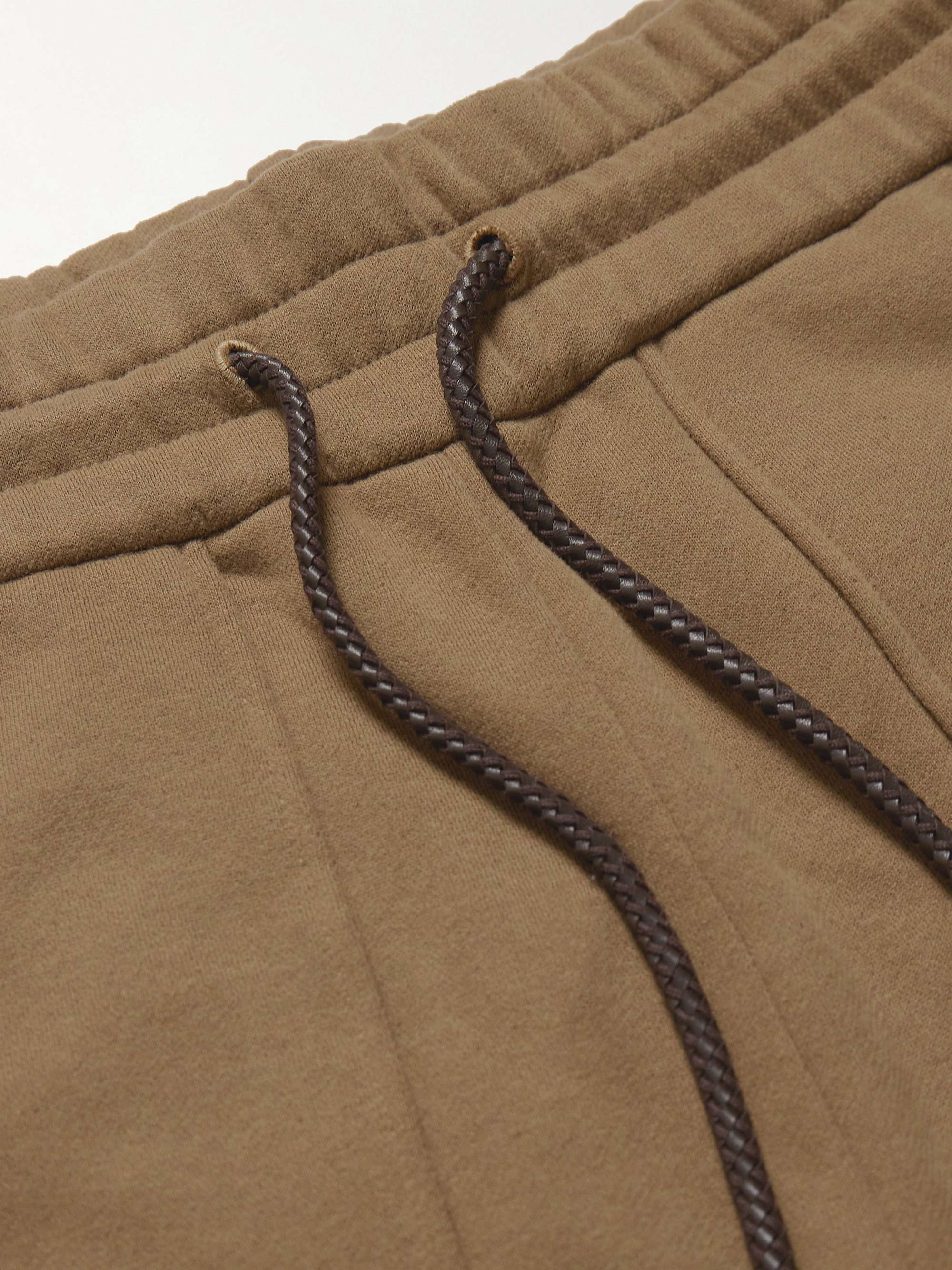 Tapered Leather-Trimmed Cotton-Blend Jersey Sweatpants view