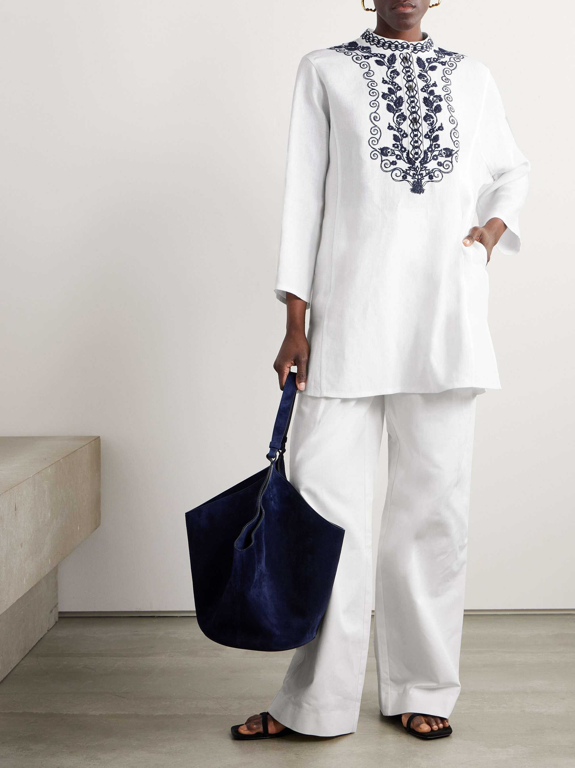 Embroidered linen blouse view