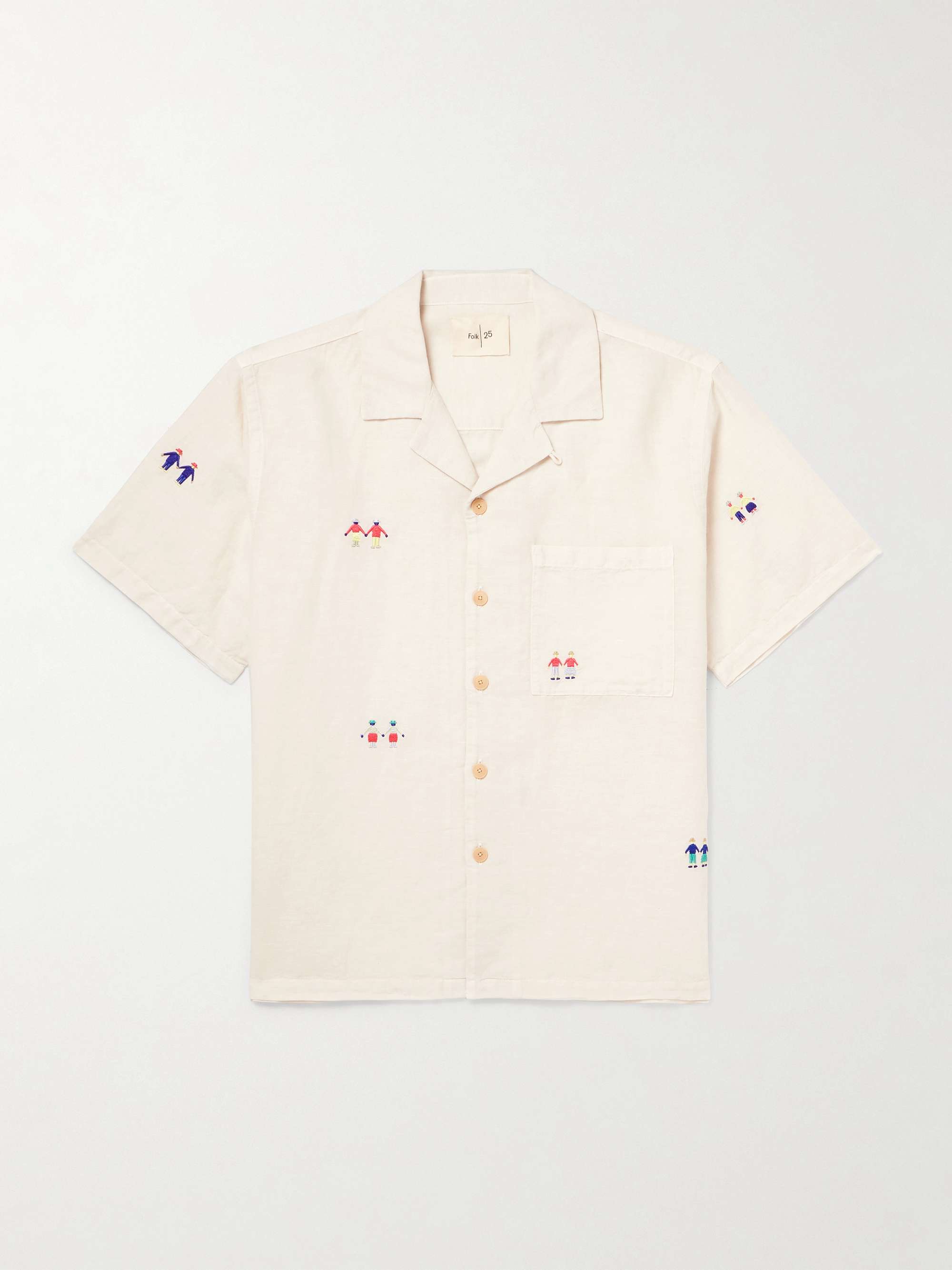 Anniversary Convertible-Collar Embroidered Linen and Cotton-Blend Shirt hero visual