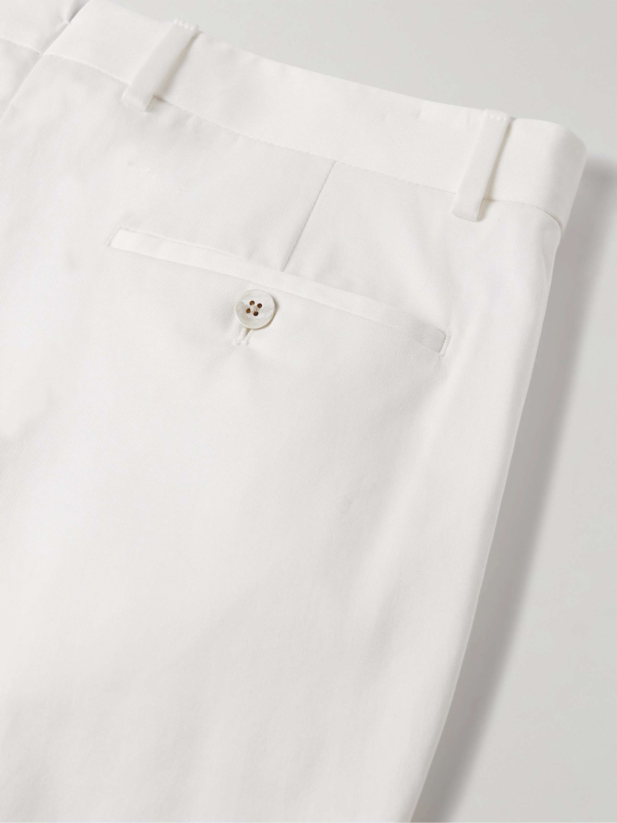 Slim-Fit Pleated Cotton-Blend Twill Trousers view