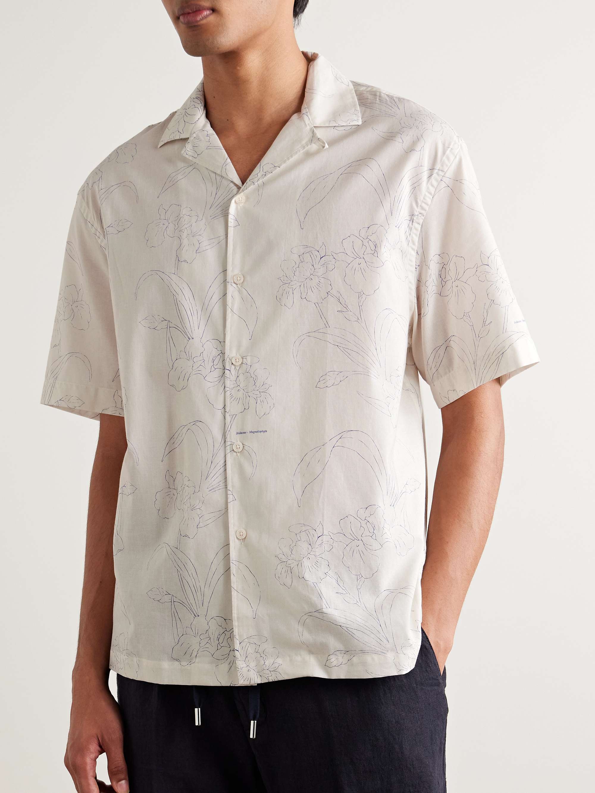 Bart Slim-Fit Convertible-Collar Floral-Print Cotton-Voile Shirt view