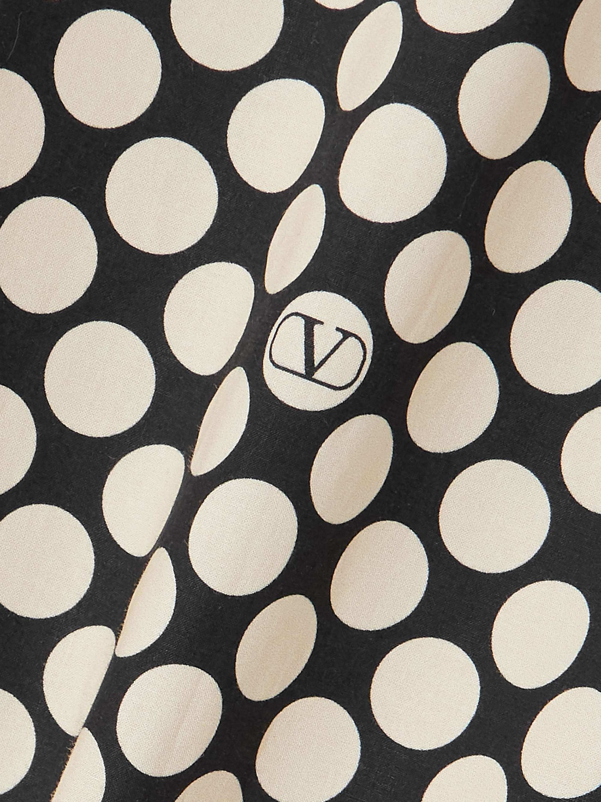 Bow-detailed ruffled polka-dot cotton-poplin mini dress view