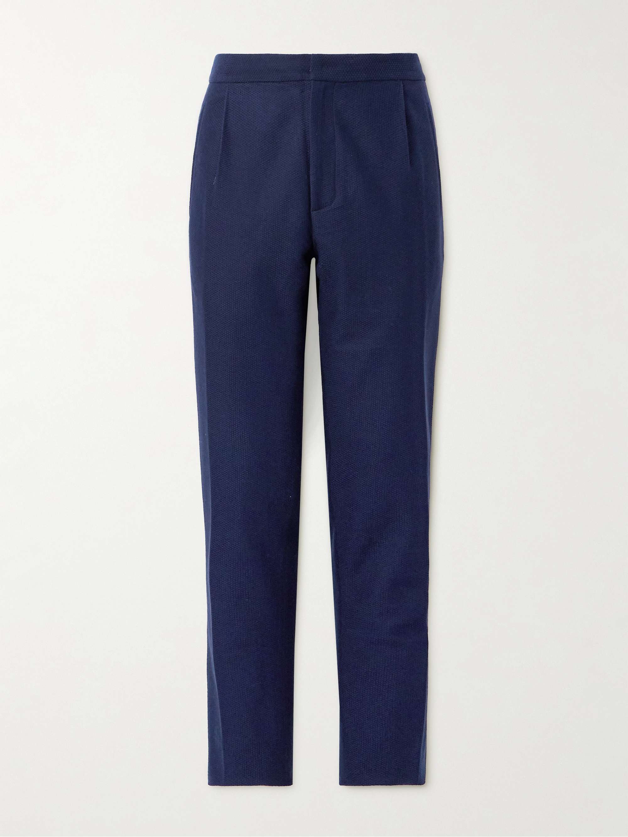 Zanone Slim-Fit Straight-Leg Pleated Cotton Trousers hero visual