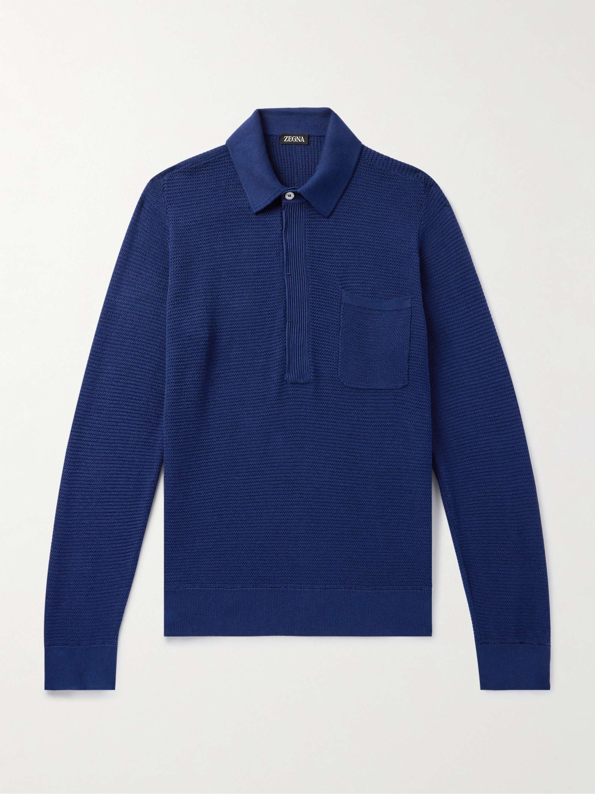 Textured Cotton and Mulberry Silk-Blend Polo Shirt hero visual