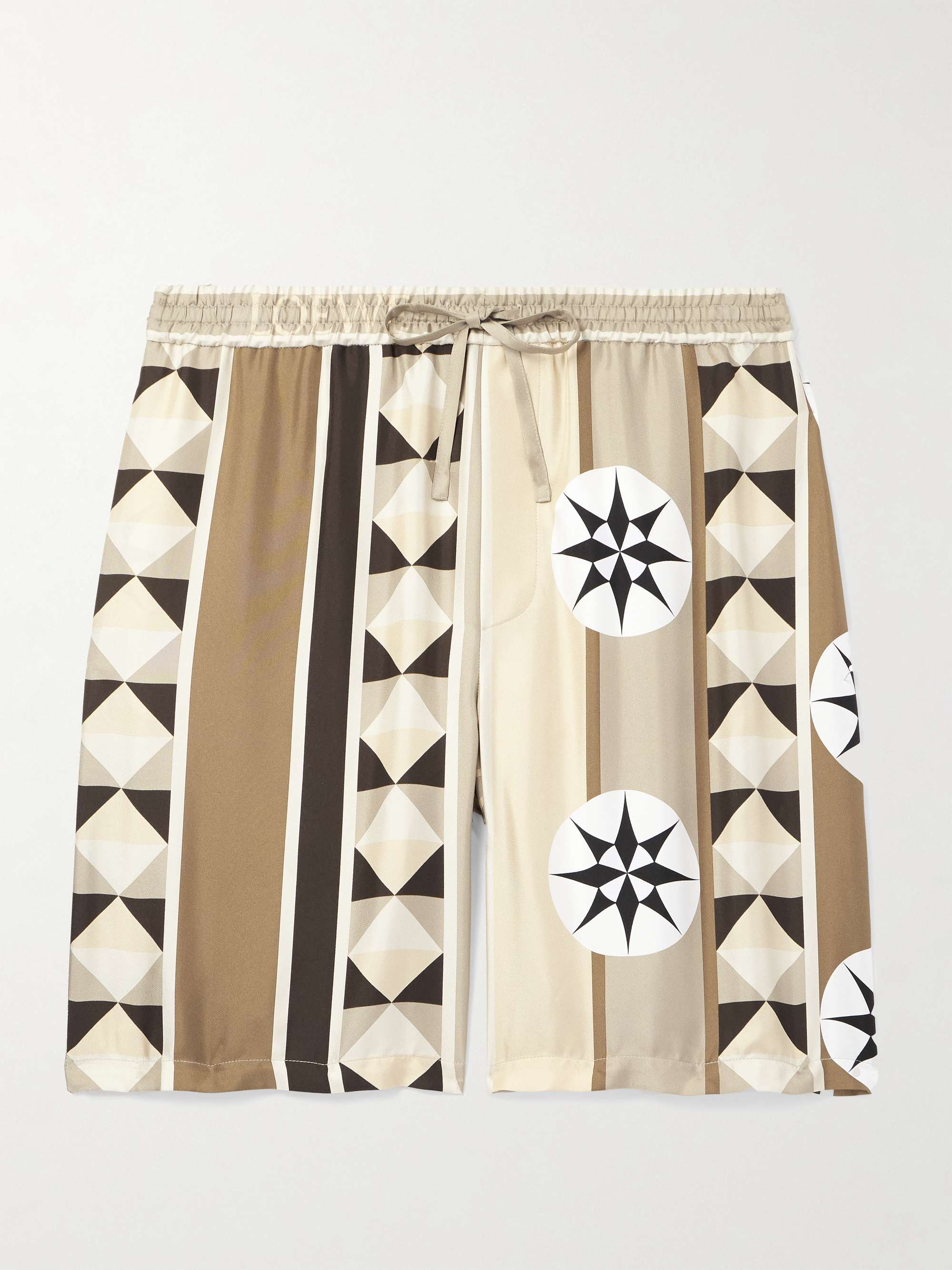 + Paula's Ibiza Straight-Leg Printed Silk Drawstring Shorts hero visual