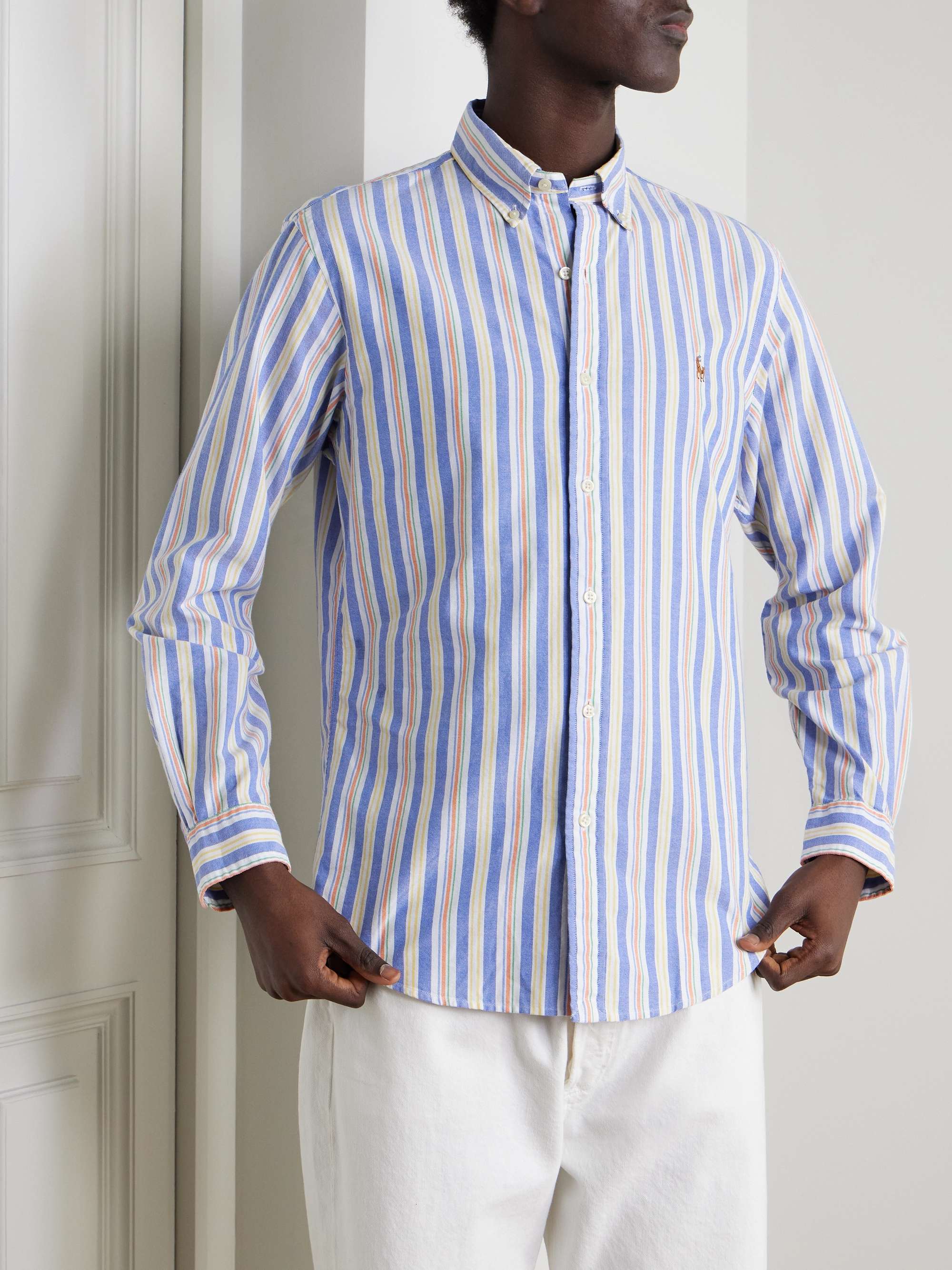 Button-Down Collar Striped Cotton Oxford Shirt view