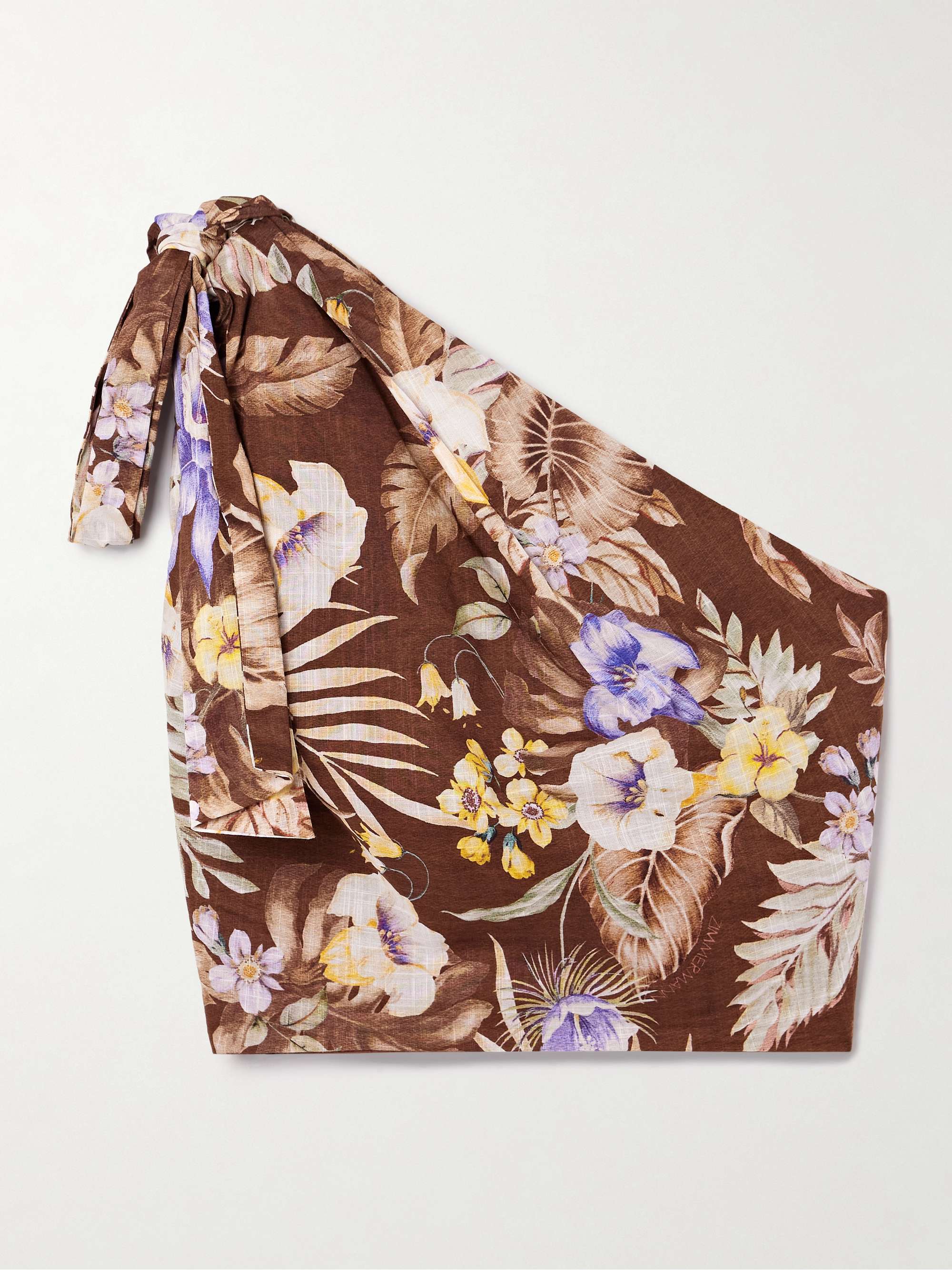 Coco one-shoulder cropped floral-print cotton-voile top hero visual