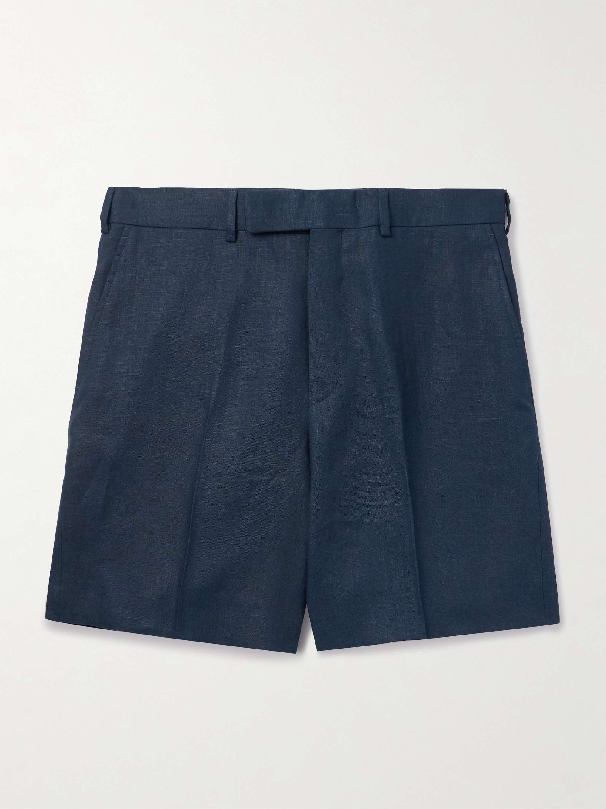 Slim-Fit Straight-Leg Linen Shorts hero visual
