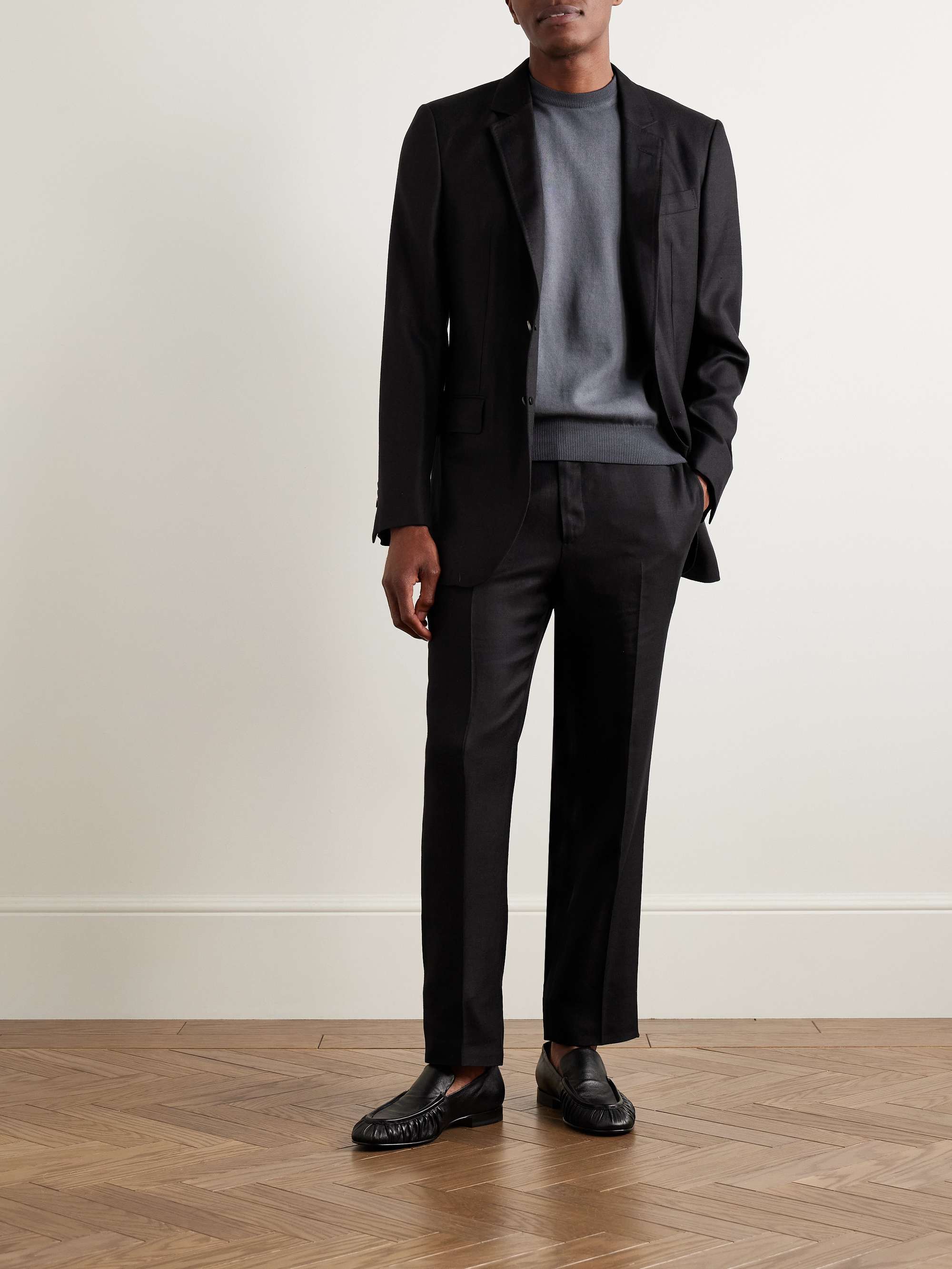 Sebastian Slim-Fit Straight-Leg Wool, Silk and Linen-Blend Twill Trousers view