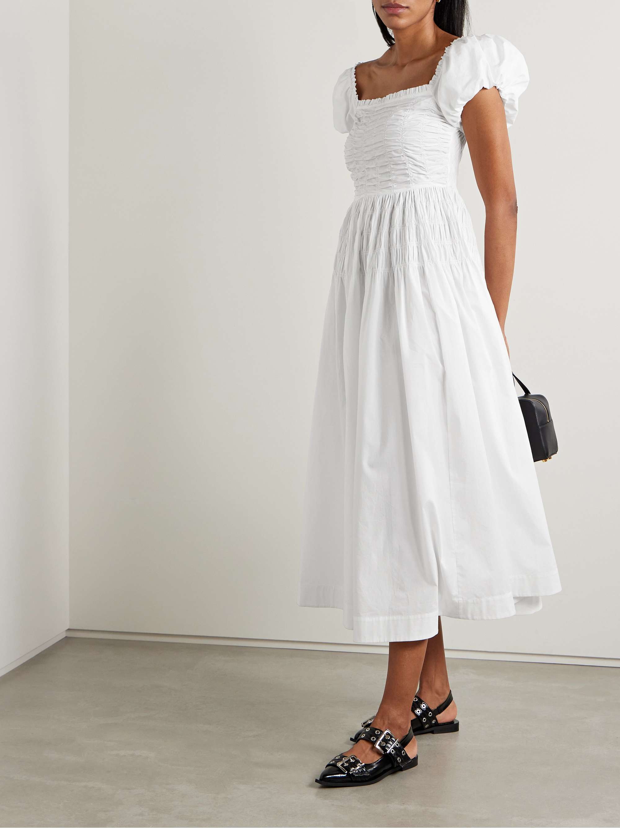 Katherina shirred cotton-voile midi dress view