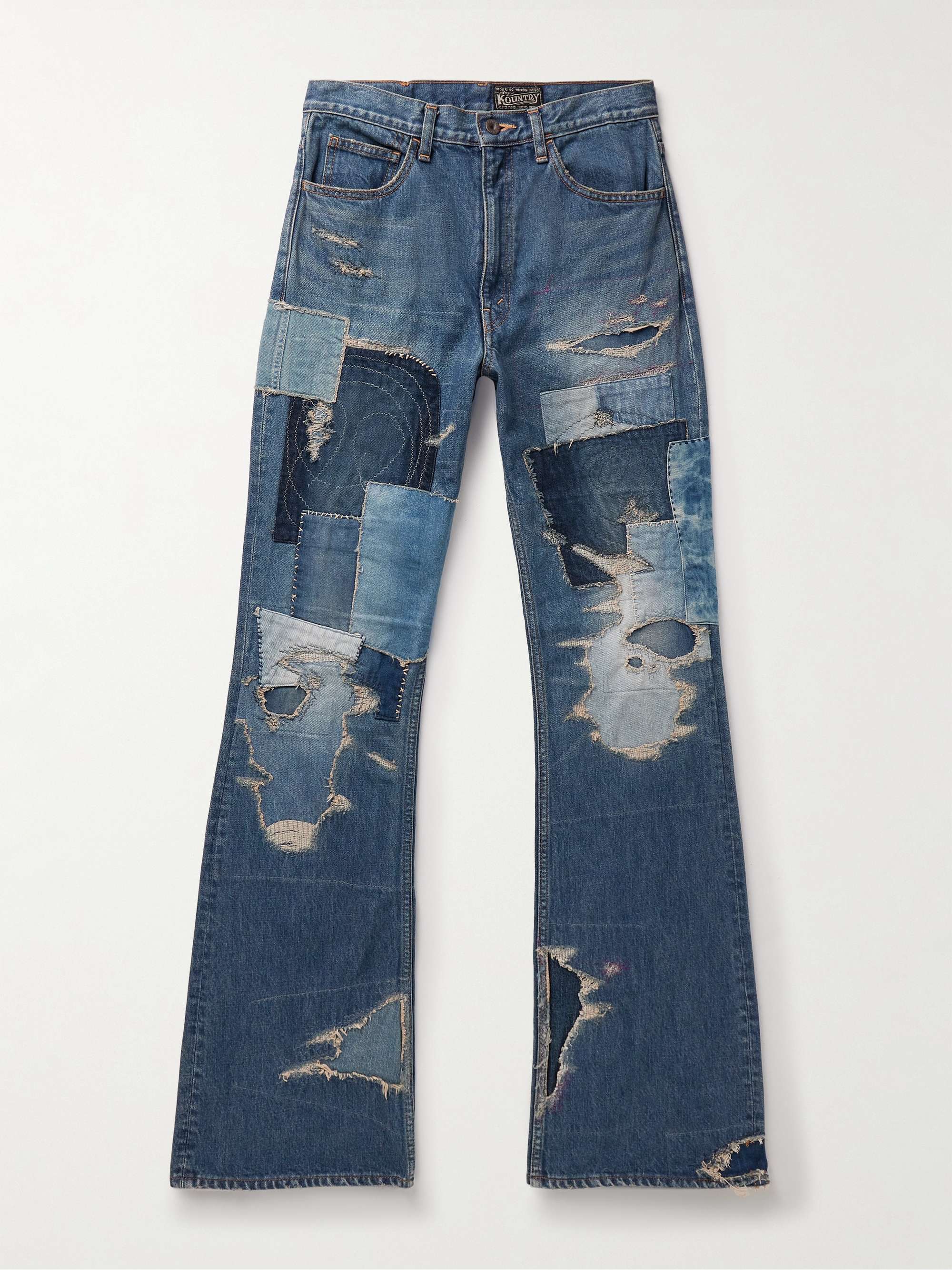 Crazy Dixie Flared Distressed Patchwork Jeans hero visual