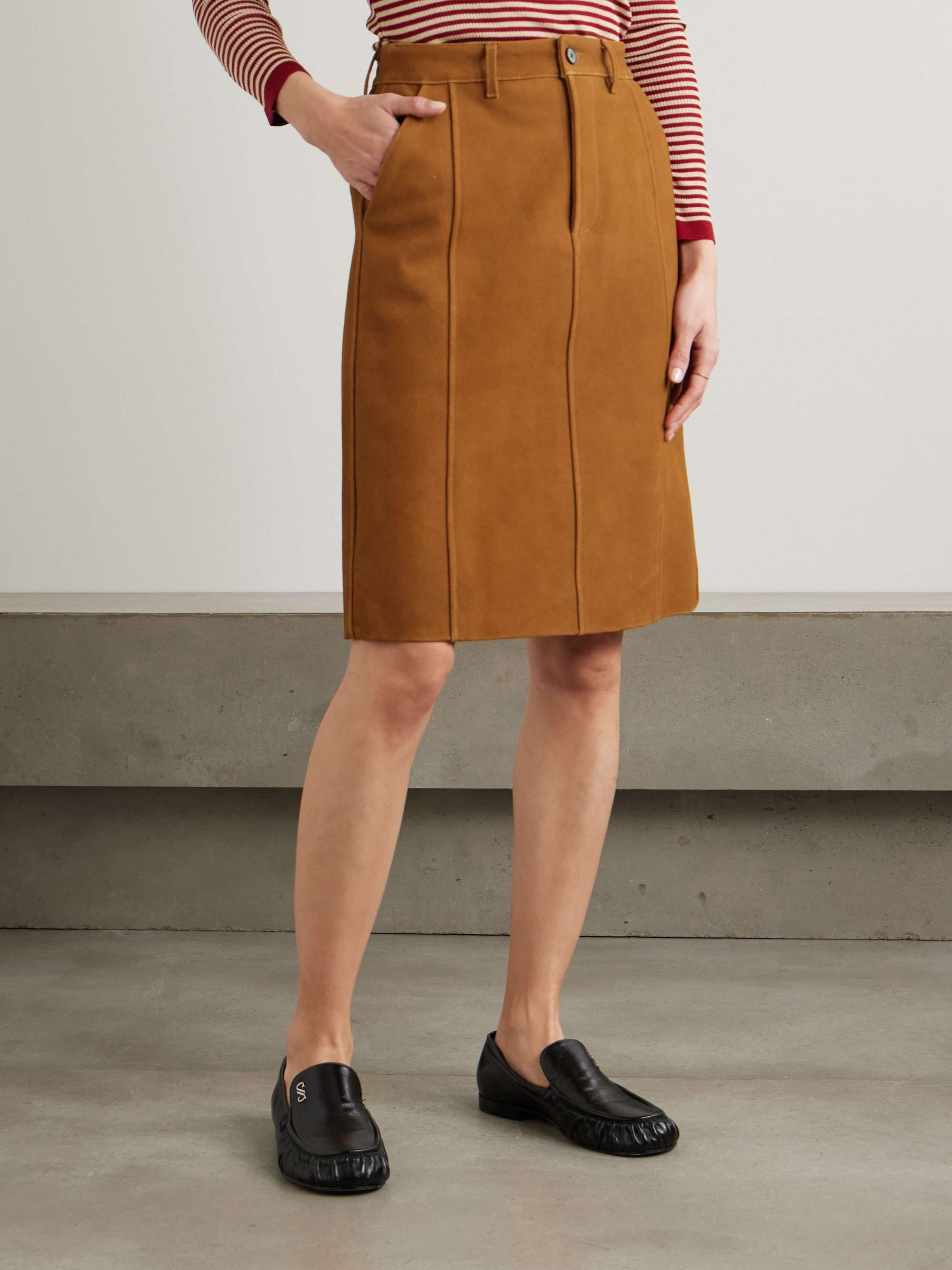 Belted paneled suede  skirt view