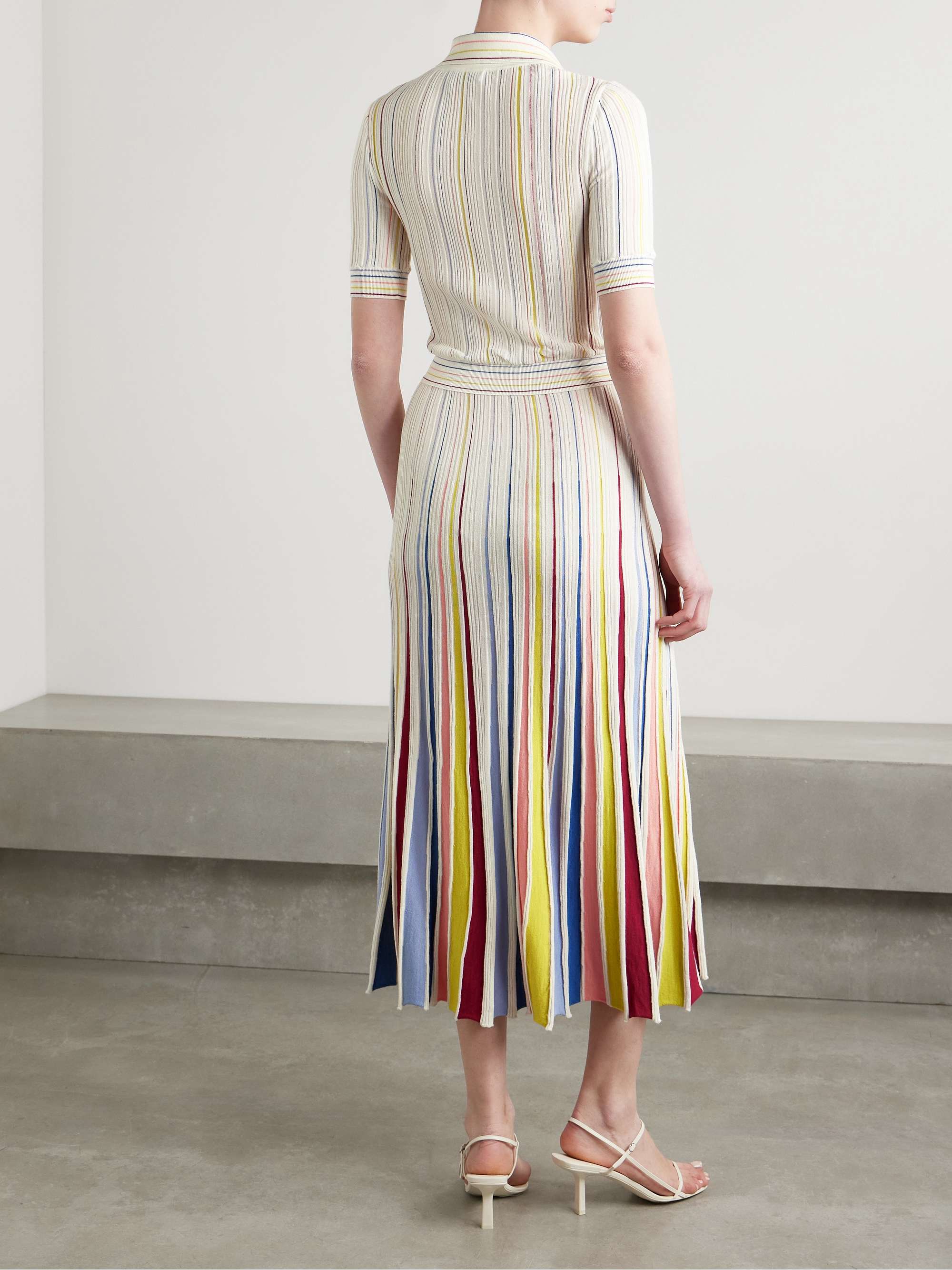 Calypso ribbed striped merino wool midi dress view