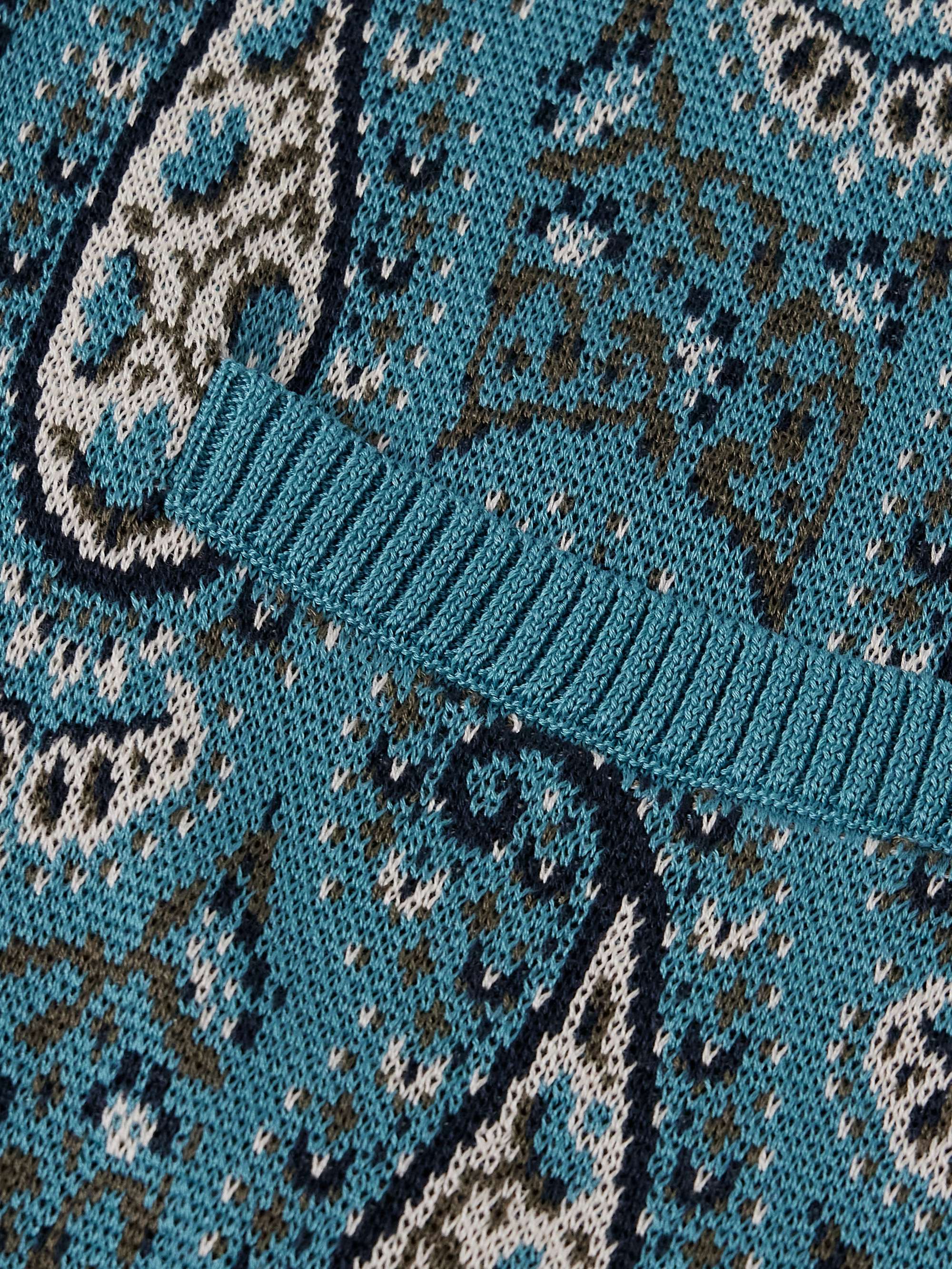 Kabir Paisley-Jacquard Mercerised Pima Cotton Cardigan view