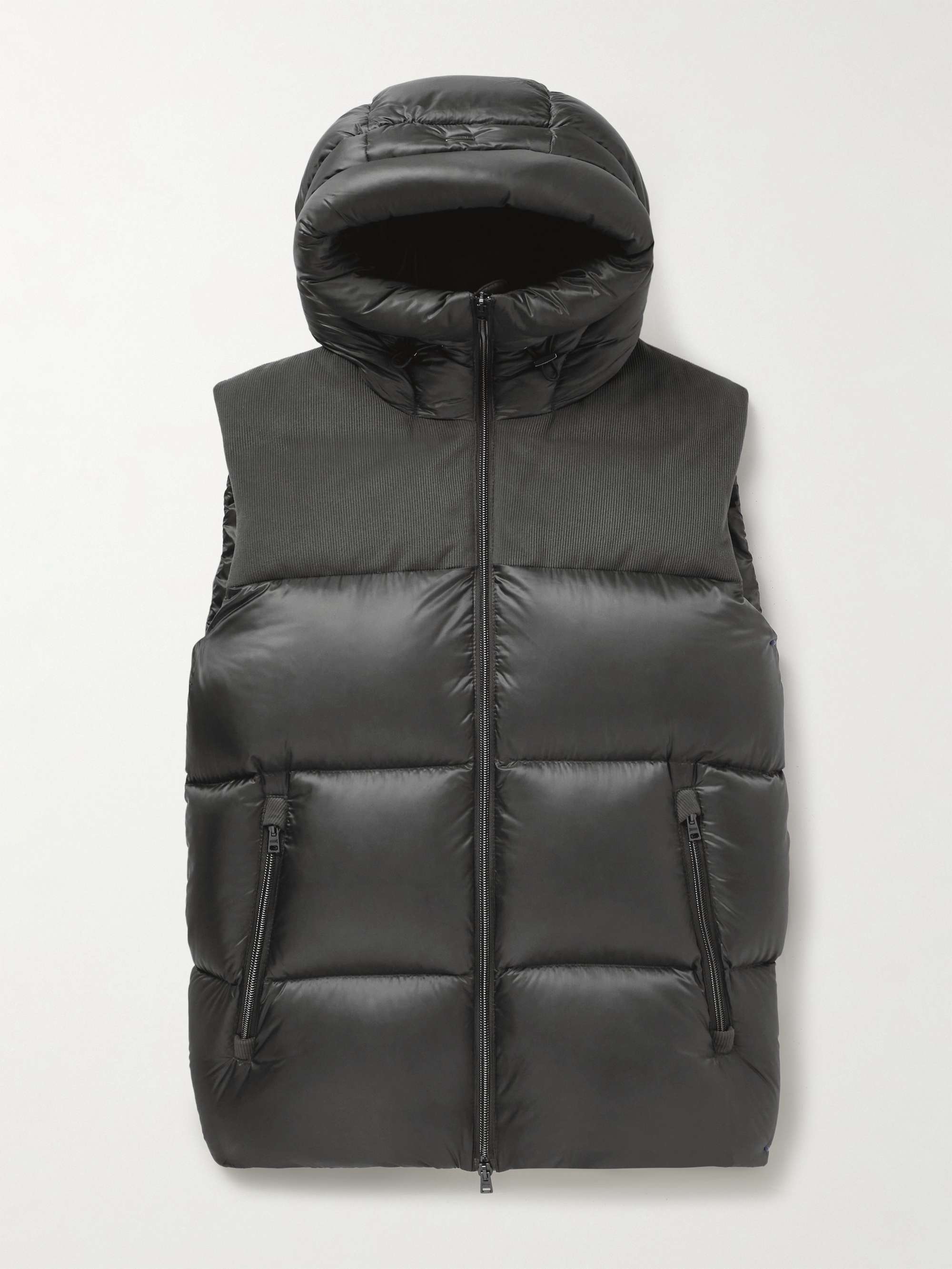 Slim-Fit Corduroy-Trimmed Quilted Shell Hooded Down Gilet hero visual