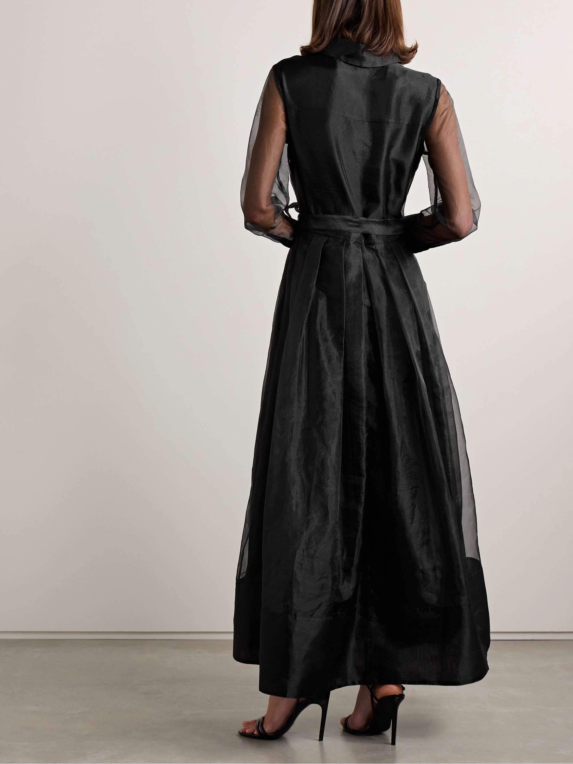 Montgomery belted pleated organza midi dress view
